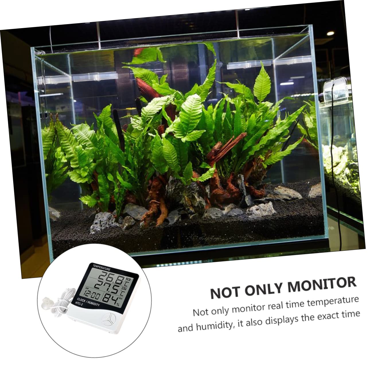 Angoily 2stücke Lcd Digital Aquarium Thermometer Mit Hygrometer Präzise Temperatur Und Feuchtigkeitsmessung Für Aquarien Und Terrarien Tragbar Klare Lcd-anzeige Ohne Batterie