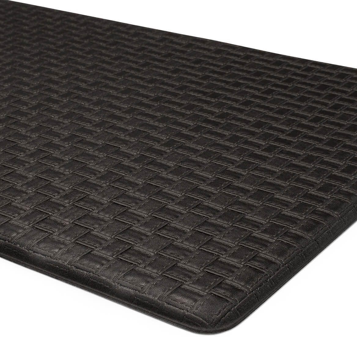 Gajula.Enterprises Embossed Leather-Like Anti-Fatigue Kitchen Mat Black – 30" x 18" Cushioned Floor Mat