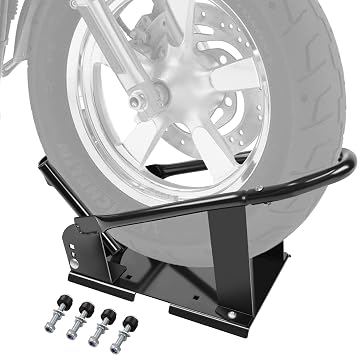 Motorcycle Wheel Chock for Trailer, Adjustable for 15"-21" Wheels | 1800 lbs Capacity, Heavy Duty Front Wheel Stand for Trailer, Cruiser, Sports and Dirt Bikes