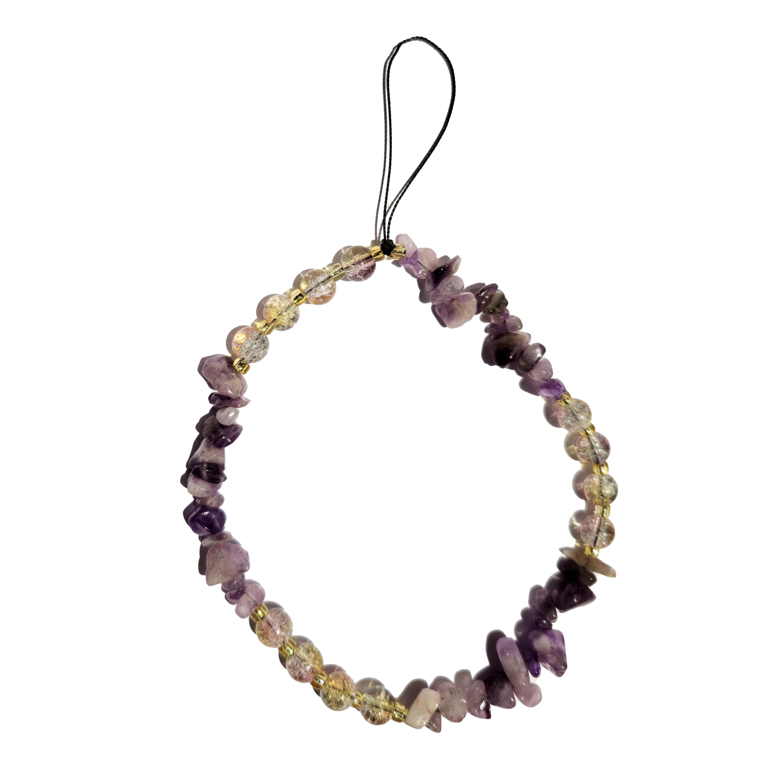 Aesthetic Natural Uncut stone and Cracked Glass beads Phone Charm Lanyard-image-28