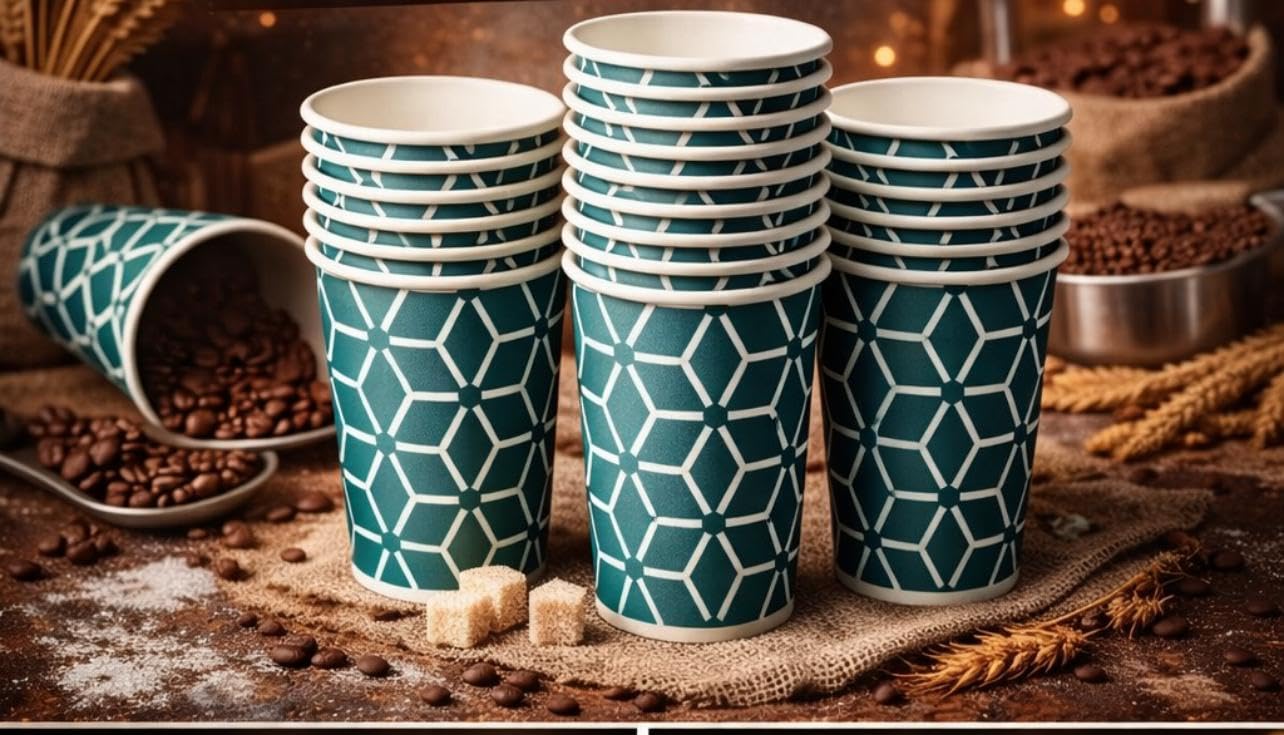 Caramont,400 Vasos de Cartón ,7 onzas con Agitadores de Madera,Ecológicos y Desechables,Resistentes al Calor,Ideales para Café,Té,Cumpleaños,etc.