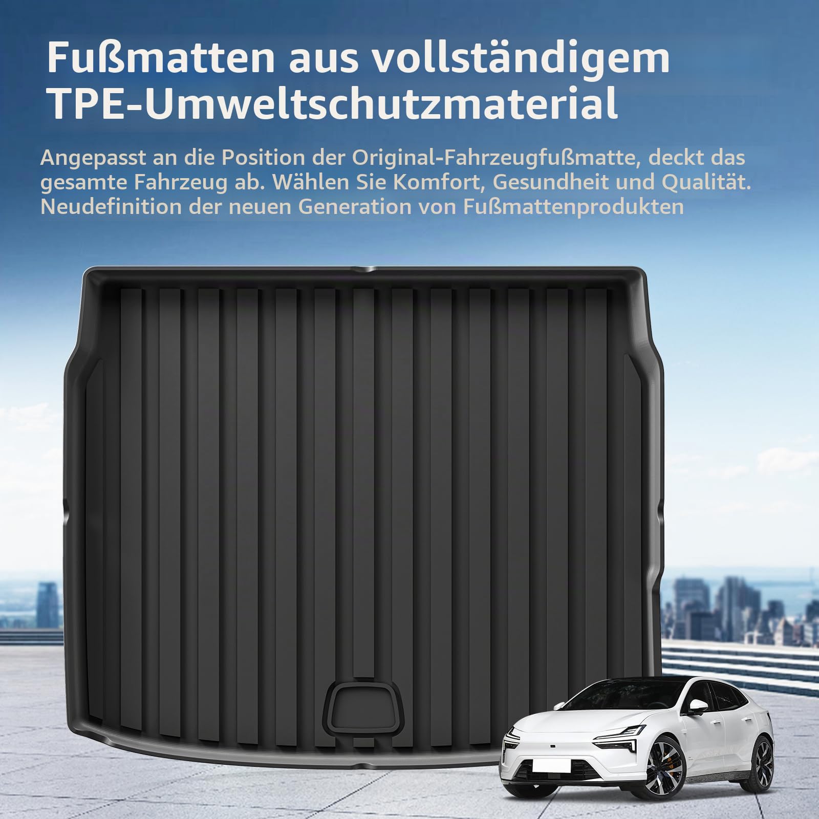 Smabee Fußmatten & Kofferraummatte Kompatibel mit 2023 2024 Polestar 4 Kofferraummatte, Kofferraum-Heckschutz, Kofferraum-Fußmatten-Schutz TPE-Schutzpolster, wetterfest, wasserdicht, schwarz