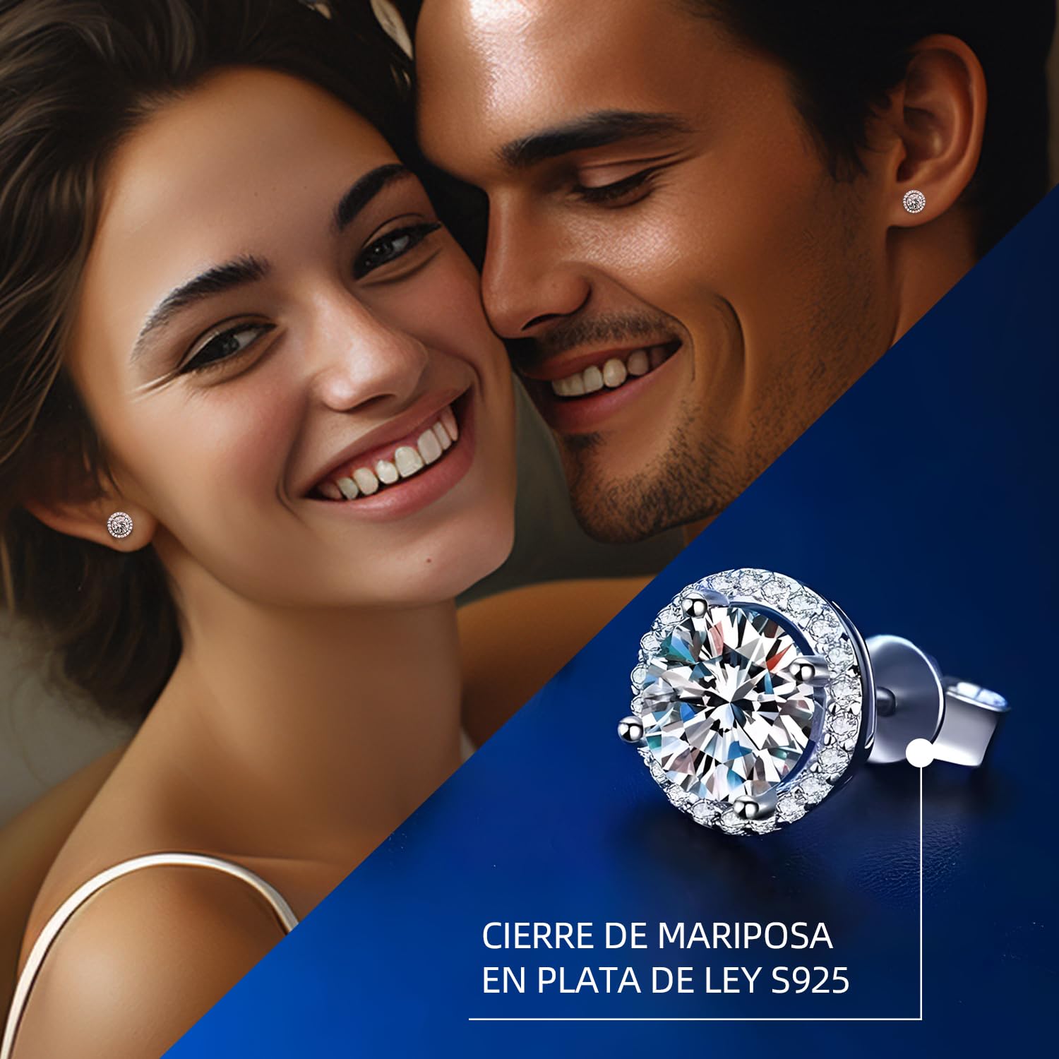 Pendientes de moissanita para mujeres, diamante cultivado de 1 quilate, en plata de ley 925 chapada en oro blanco de 18K, color D, pureza VVS1, pendientes y clavos de plata, regalo de joyería