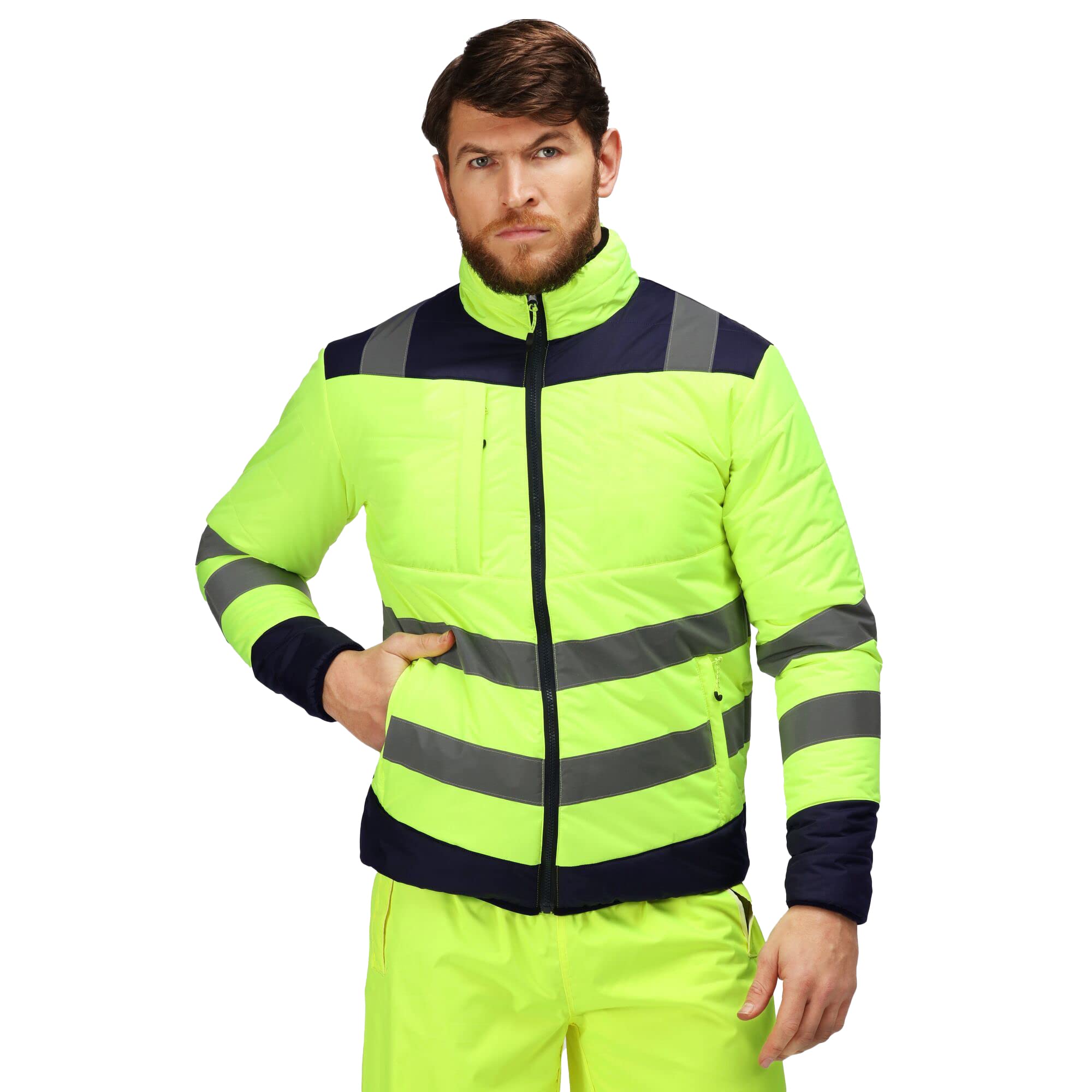 Regatta Professional Mens Hi-vis Baffle Padded Jacket, Yellow, XXL EU