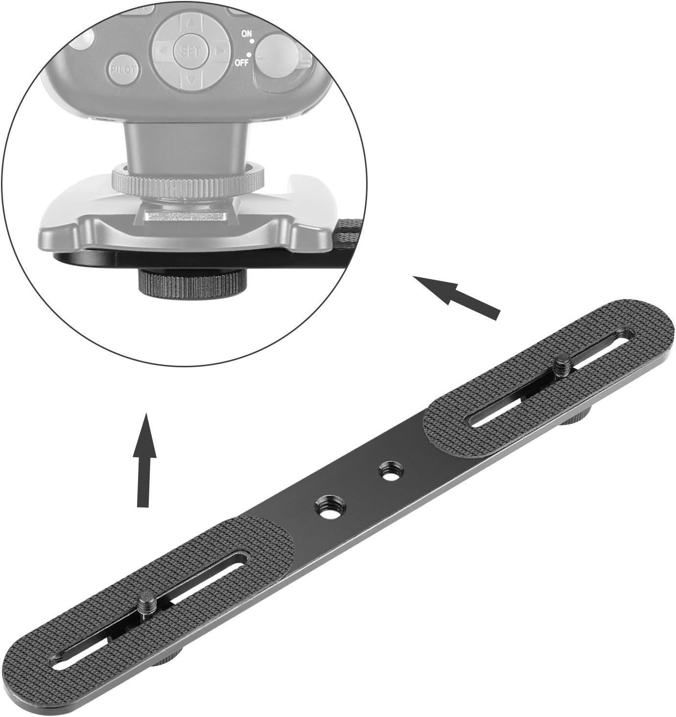 Neewer 11 inches/27.5 Centimeters Dual Flash Bracket Tripod Mount for 1/4 inches Screw Camera Studio Video Light Stand External Flash Speedlite, Without Hot Shoe Socket