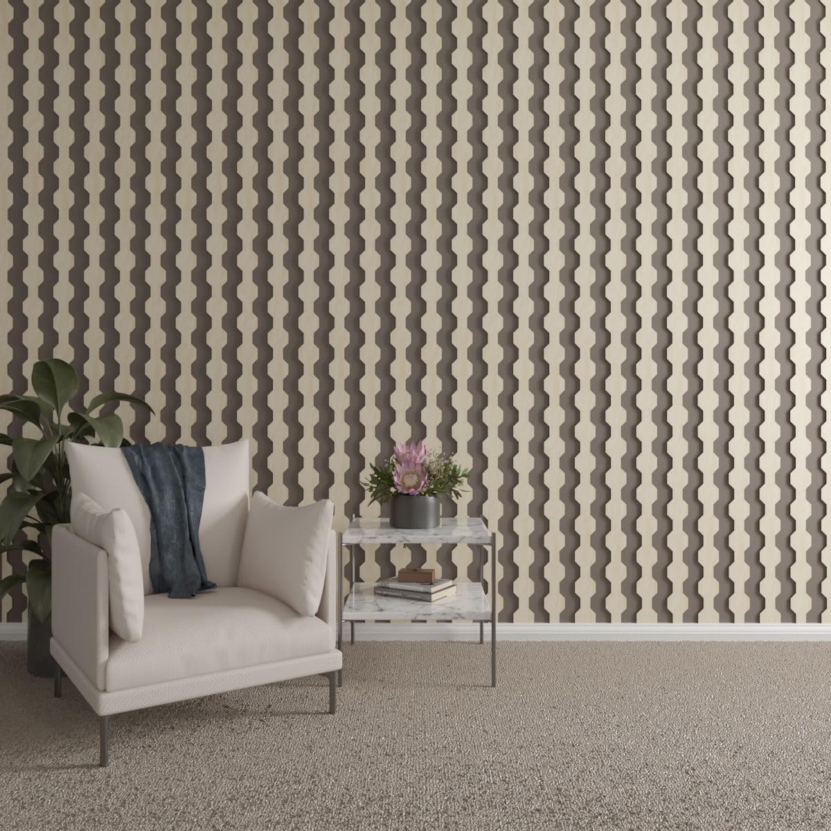 Ekena Millwork 47"H x 3/8"T Pontiac Adjustable Wood Decorative Slat Wall Panel Kit, Birch (contains 16 Slats + 1 Straight Edge Starter Slat)