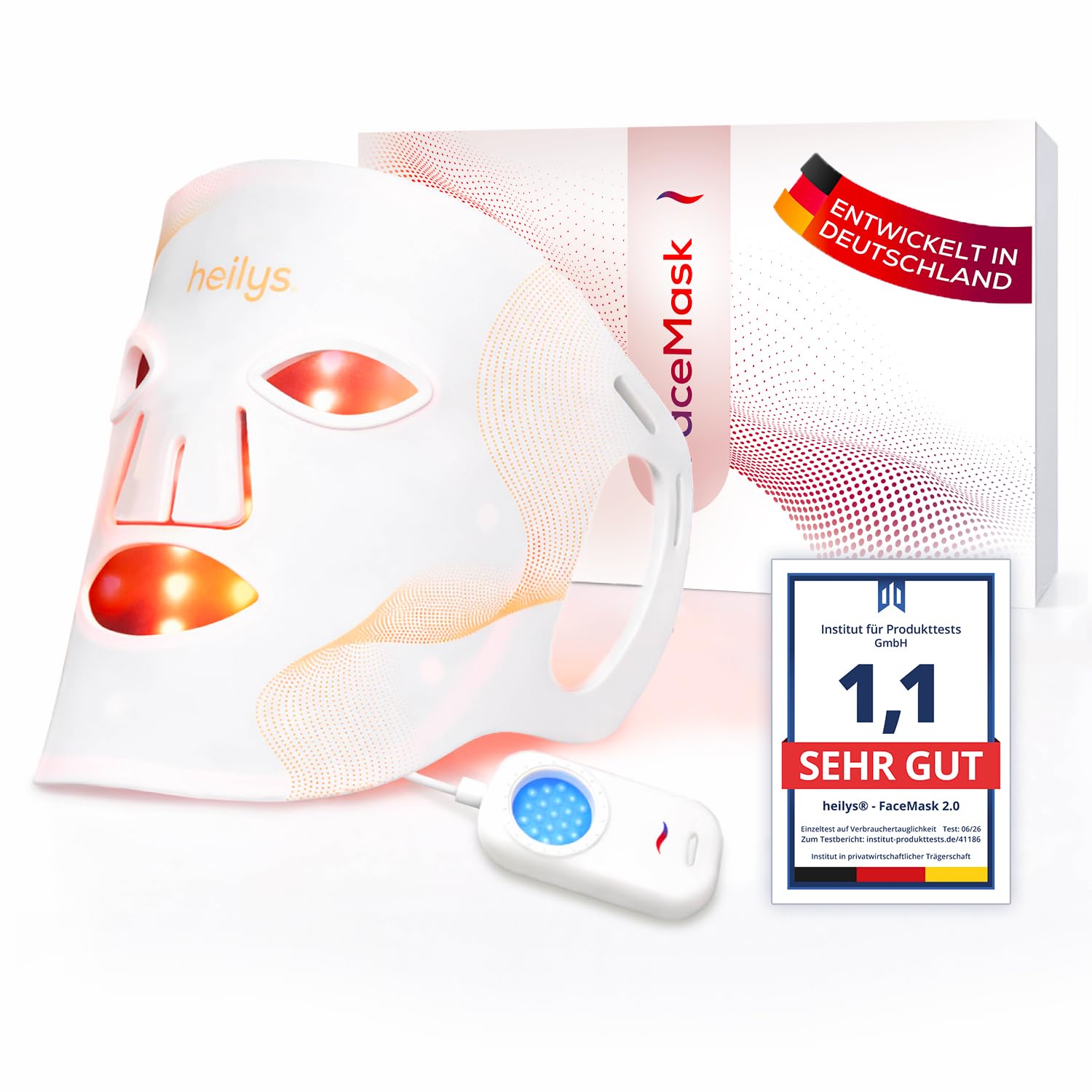 Rotlichtmaske Gesicht – LED Gesichtsmaske mit 316 LEDs, Rotlicht, Nahinfrarot & Blaulicht – Lichtmaske aus flexiblem Silikon für Hautpflege, Entspannung & Wohlbefinden