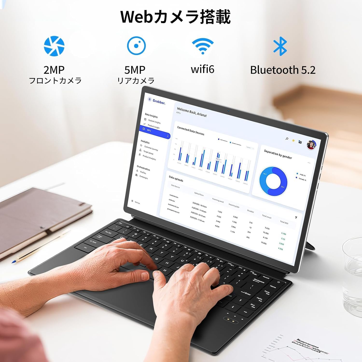 Amazon.co.jp: 2 in 1 タブレット N100 ノートパソコン Windows 11 Pro
