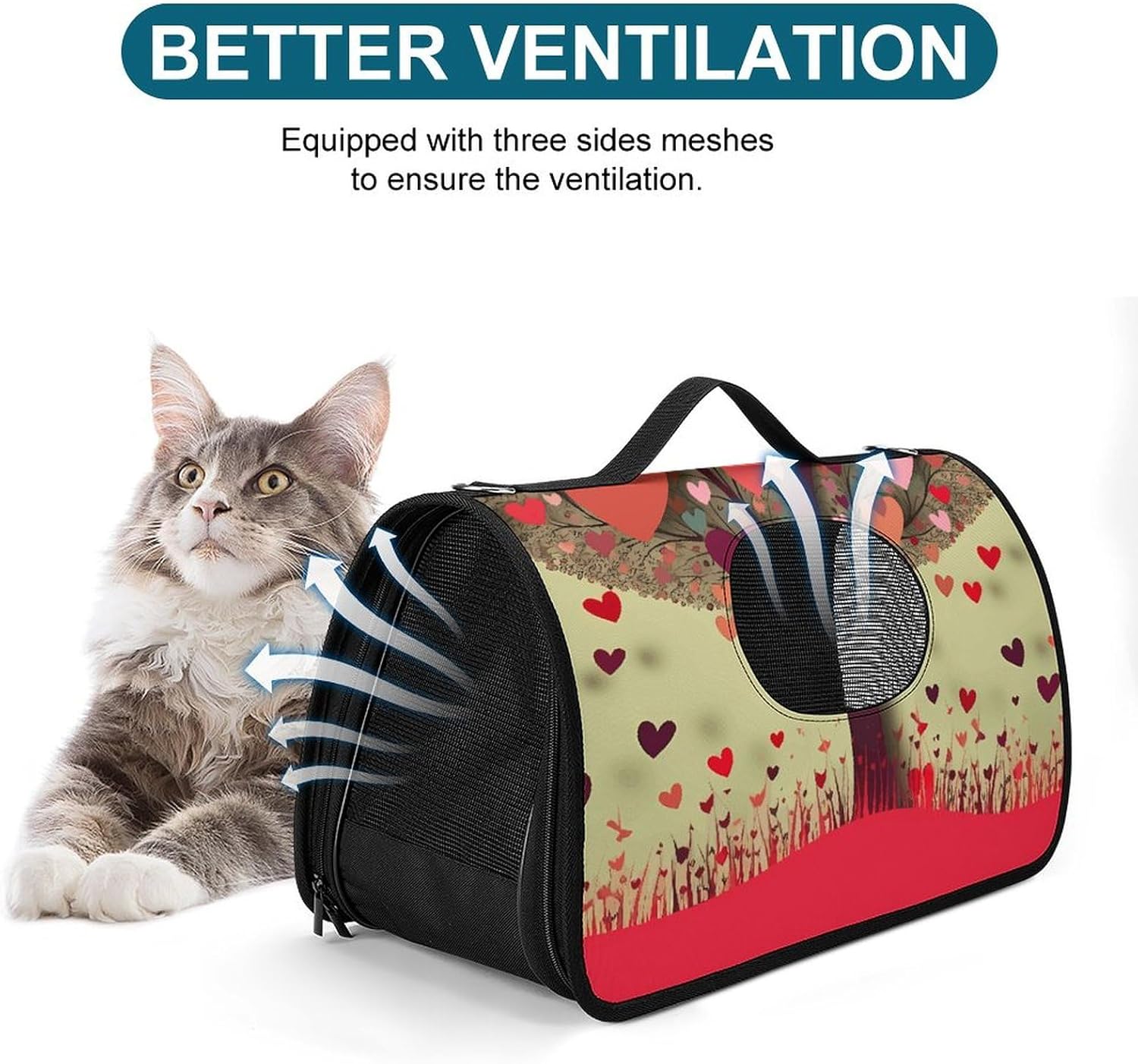 Pet Handbags, Heart Tree Printed Pet Handbags,folding Pet Bags,new Pet Handbags,universal Pet Handbags, 45X26X23.5cm