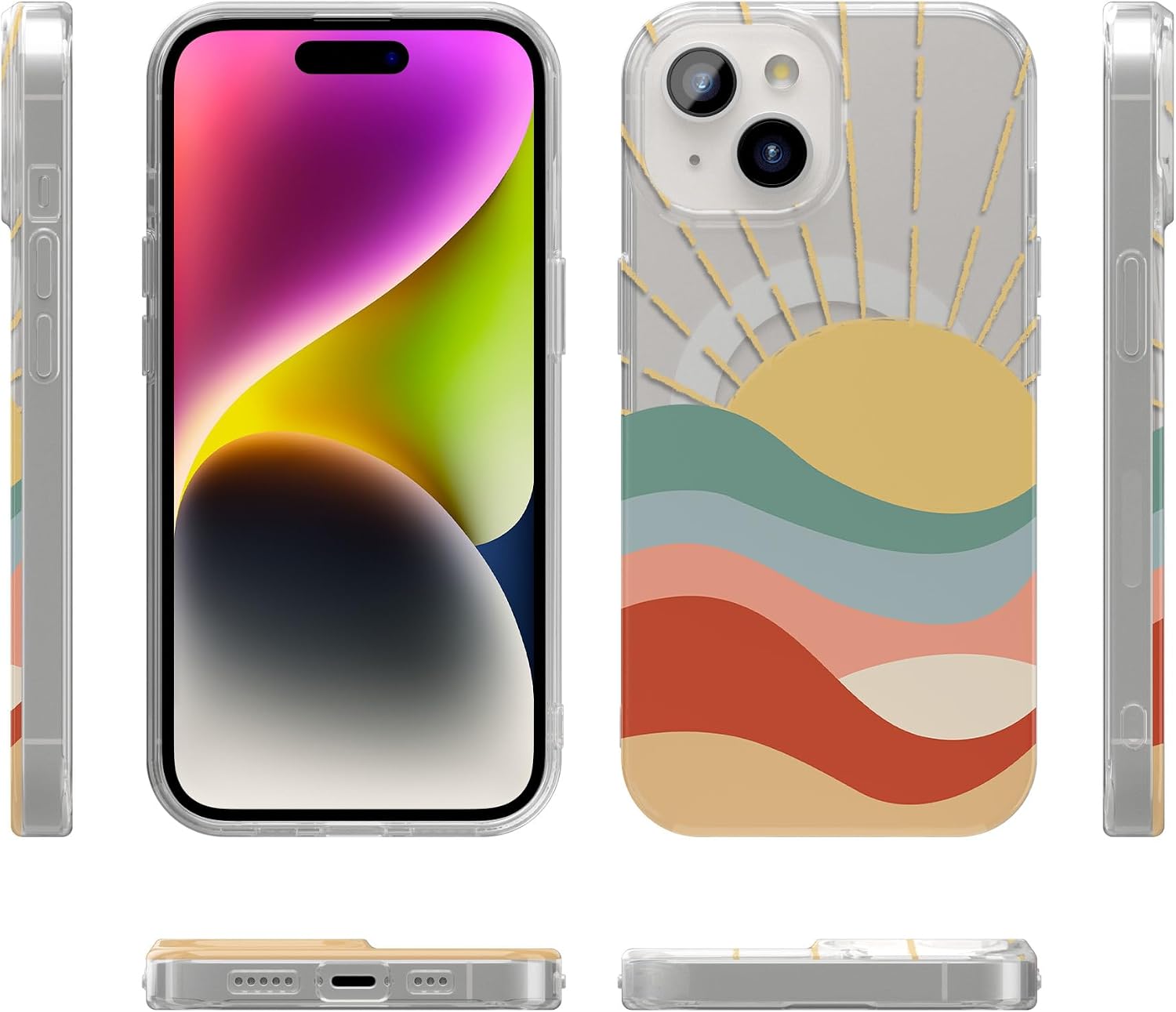 Casely iPhone 15 Case | Here Comes the Sun | Colorblock Sunset | Compatible with MagSafe | Classic Ultra Slim Design