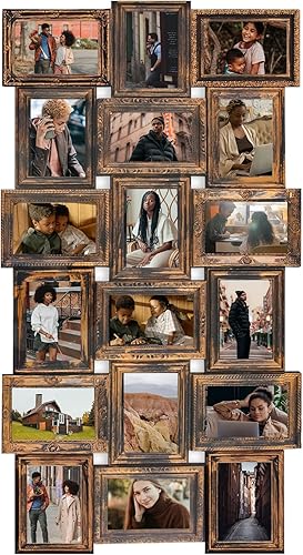 J.M.Deco Marcos de fotos de collage para decoración de pared, juego de marcos de fotos Reunion de 18 aperturas, marcos de fotos de 4 x 6 para sala