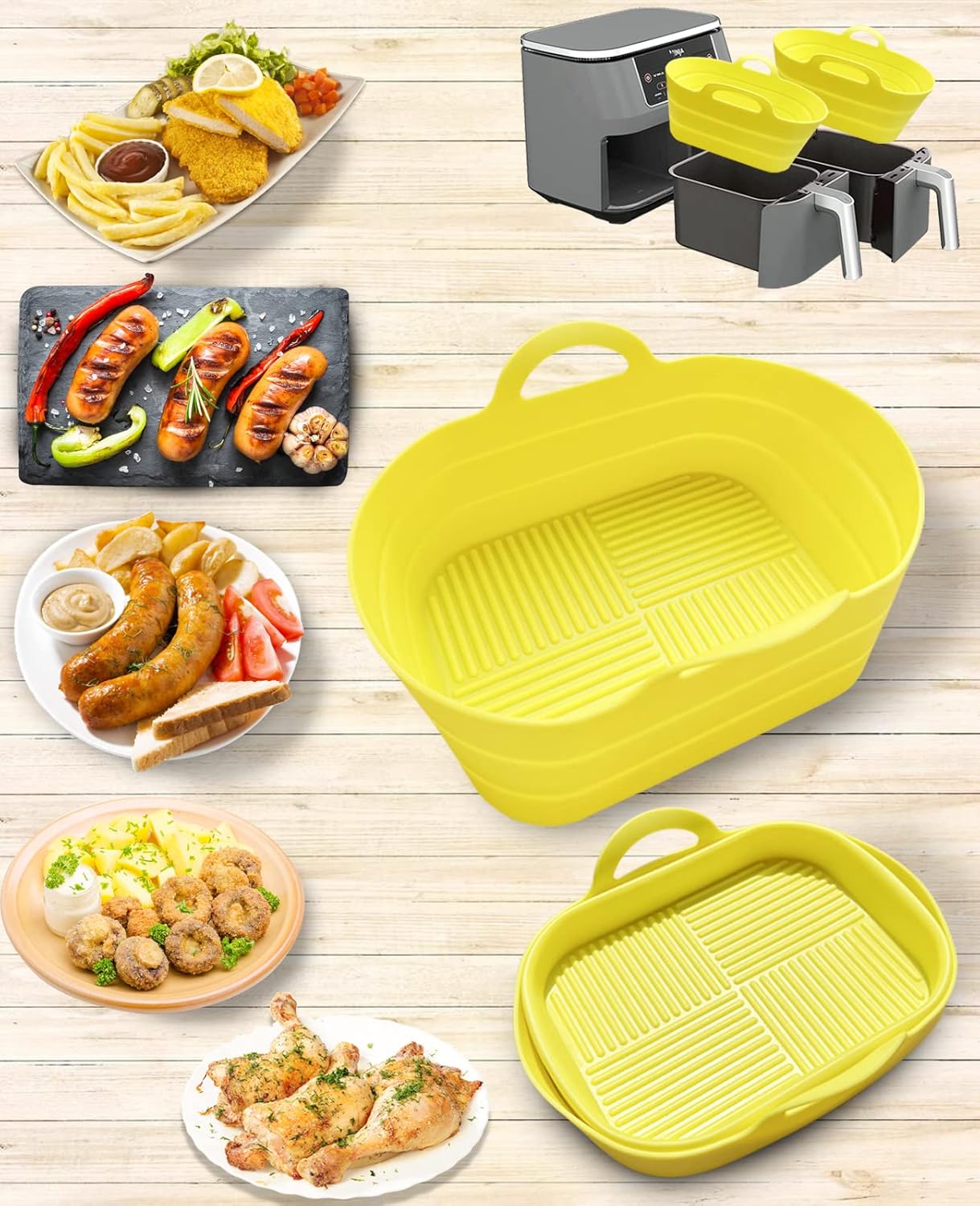 Salamanda Air Fryer Silicone Liners, 1 Pack Folding