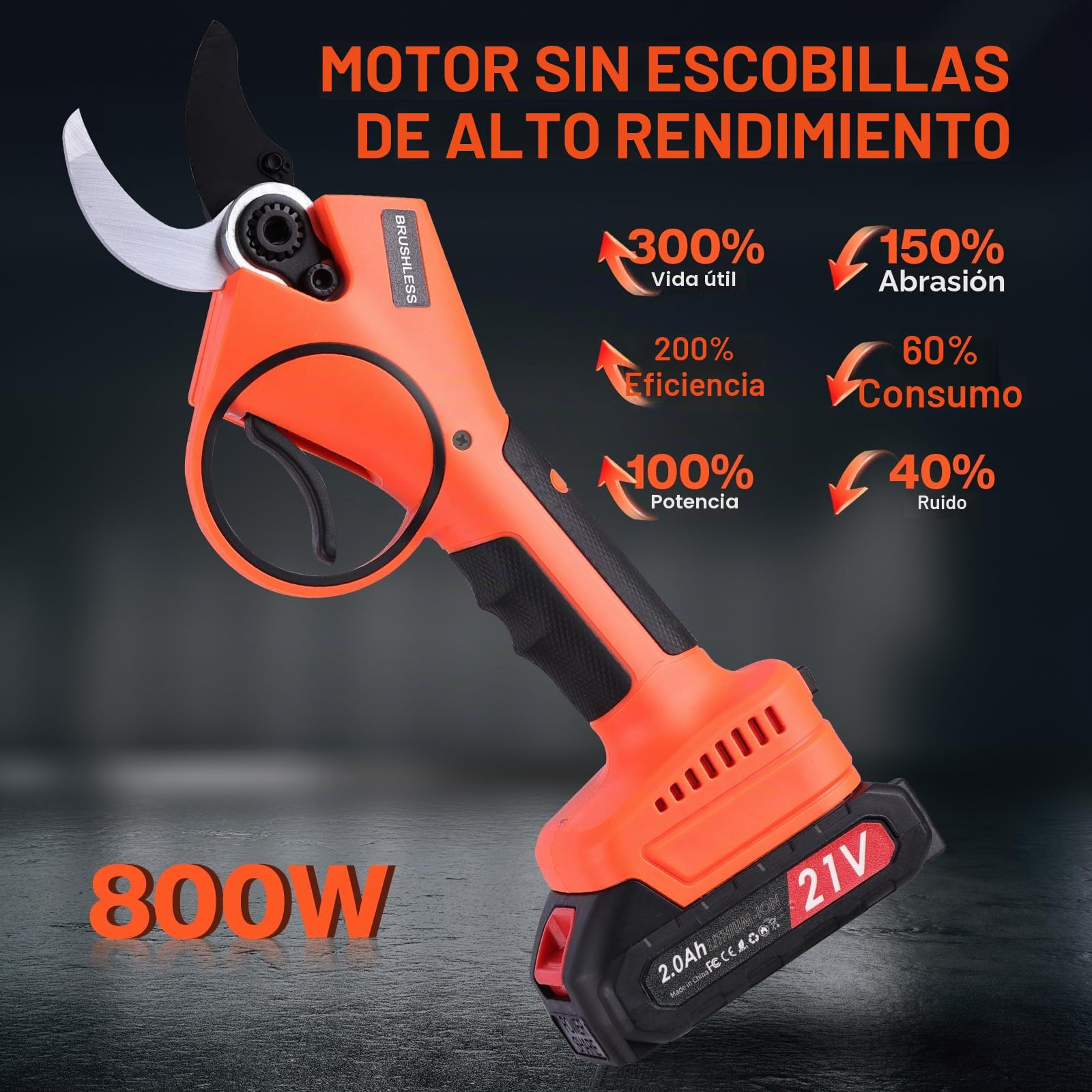 Tijeras de Podar Eléctricas 35mm: Tijeras de Podar Bateria Compactas y Ligeras, 2 baterías de 2000mAh 21V, Motor 800W, Tijeras de podar bateria para Olivos Viñedos Jardines Árboles