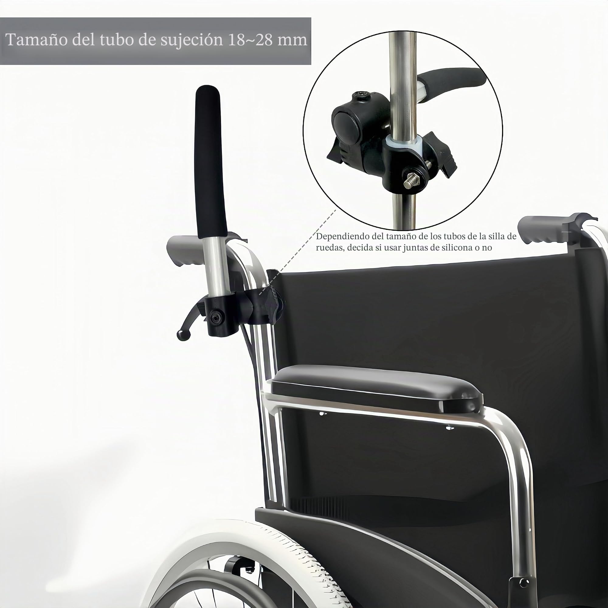 Extensión de manillar para silla de ruedas, estante de extensión universal ajustable para cochecito, barra de empuje de extensión de manillar para silla de ruedas y bicicleta de ejercicio interior
