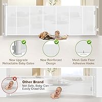 Vista 2 de 120 inch Retractable Baby Gates 42 inch Tall, Retractable Gate with Reinforced Strip Design to Prevent Crawling Through, 10 FT Extra Wide