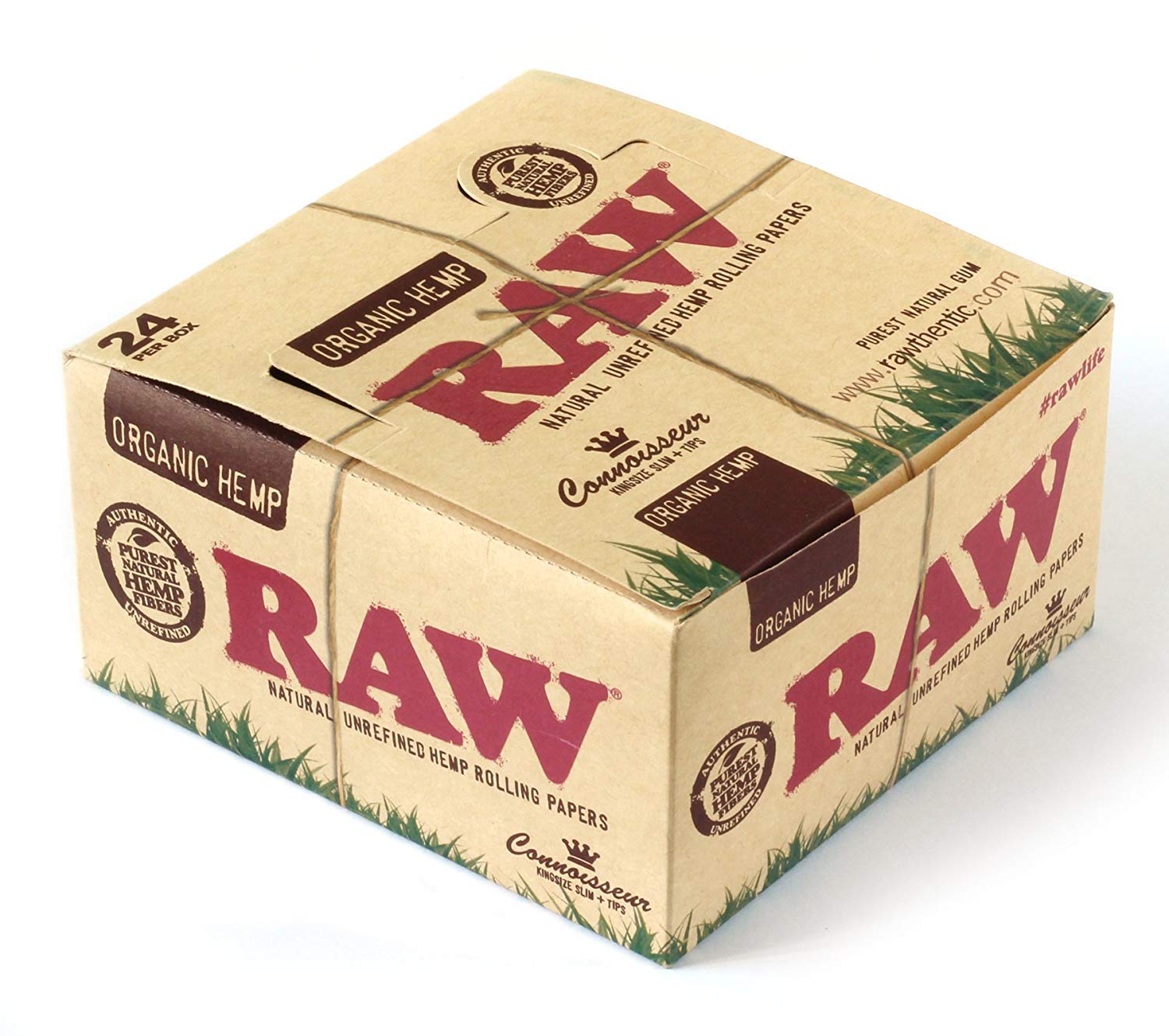 24 Pack of Raw Paper RAW King Size Slim Rolling Papers ORGANIC CONNOISSEUR 24 Booklets
