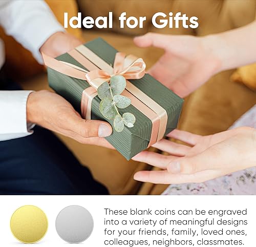 Miniatura 4 de JOYO Moneda de desafío en blanco de grabado a granel, patrón grabable con láser, regalo personalizado, estampado de metal, medallón conmemorativo,