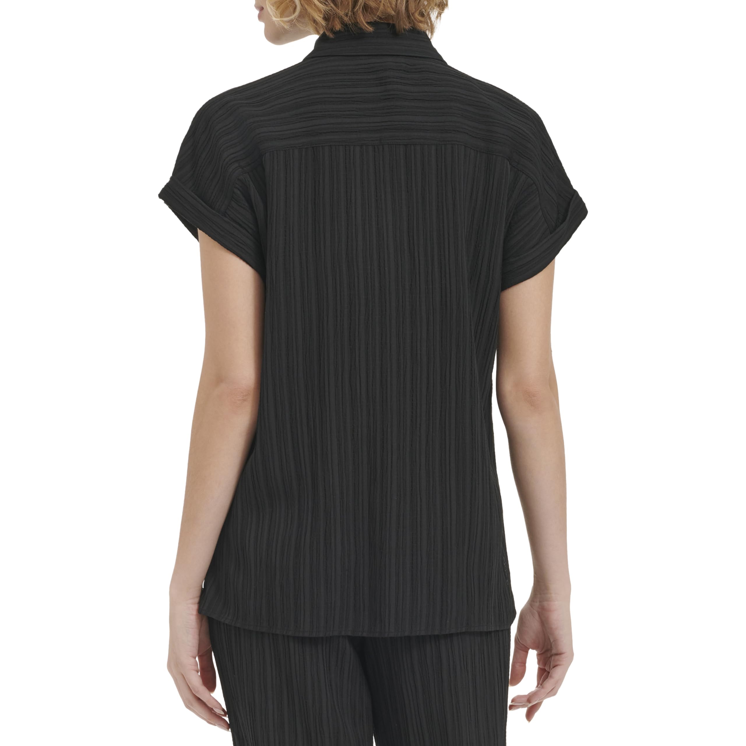 Calvin Klein with Collar Button Up Short Sleeve Blouse Camicetta a Maniche Corte con Bottoni e Colletto Donna