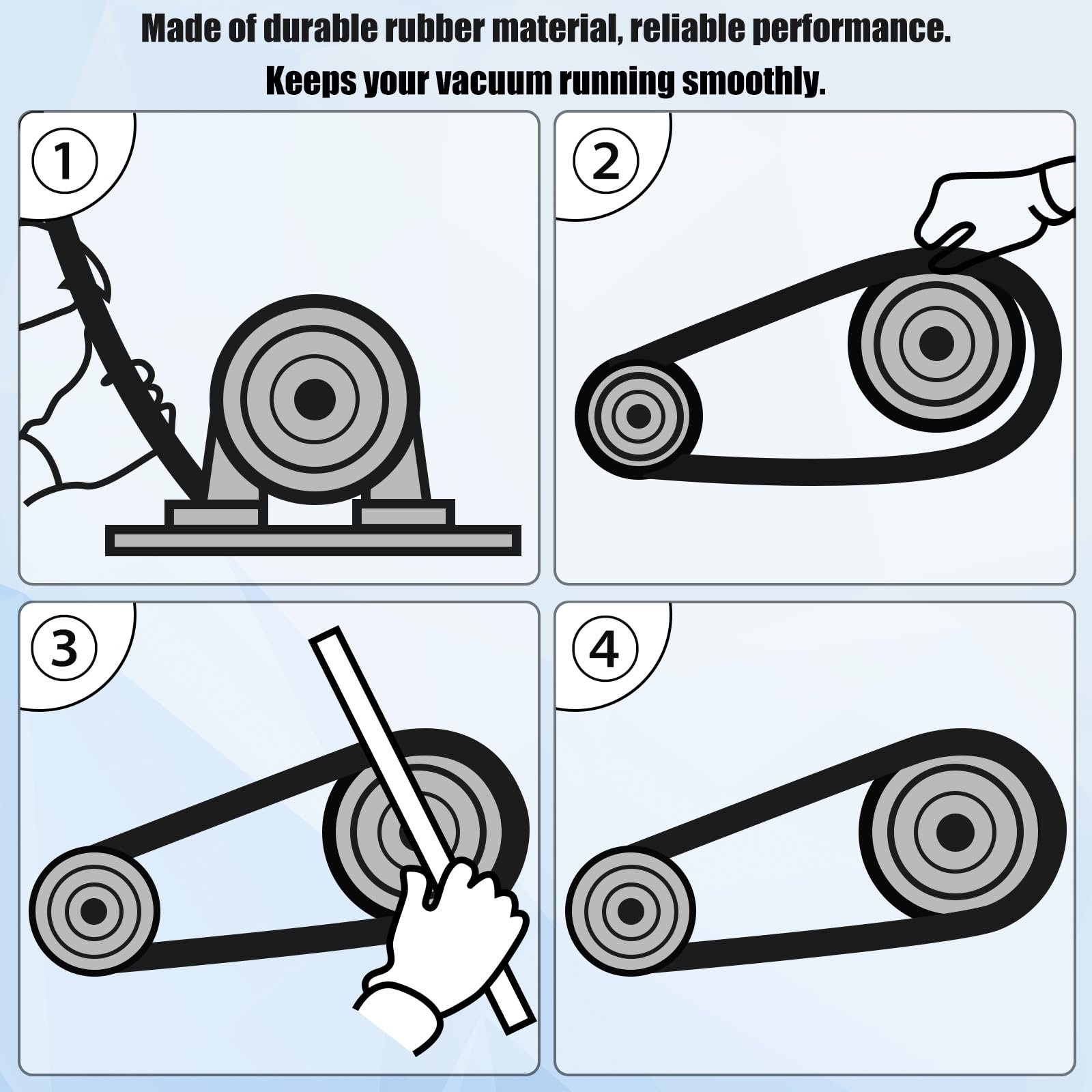 4-Pack Vacuum Belt Replacement For Bissell Models - Rubber Drive Belts 370mm Circumference