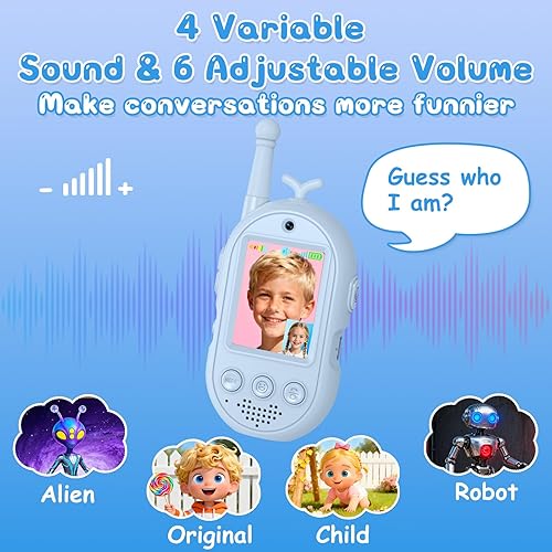 Miniatura 3 de Walkie Talkies de video para niños, paquete de 2 walkie talkie recargables con cámara, radio de 2 vías de largo alcance para juegos de campamento al