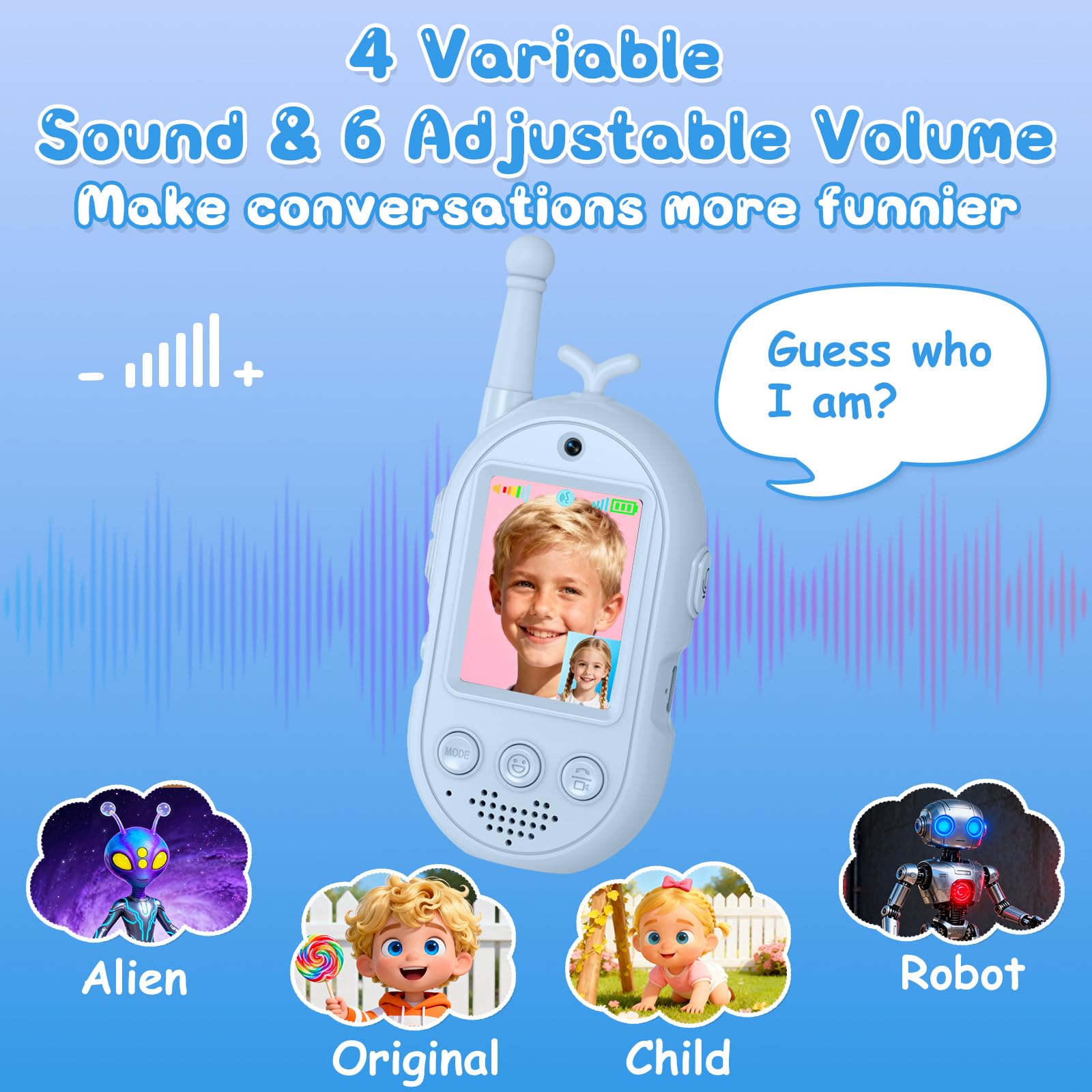Video Walkie Talkie Kinder, 2er Set Walky Talky Aufladbar mit Display, 2-Way Radio Funkgeräte Große Reichweite, Weihnachten Geburtstag Geschenke Spielzeug für Jungen und Mädchen von 3-12 Jahren