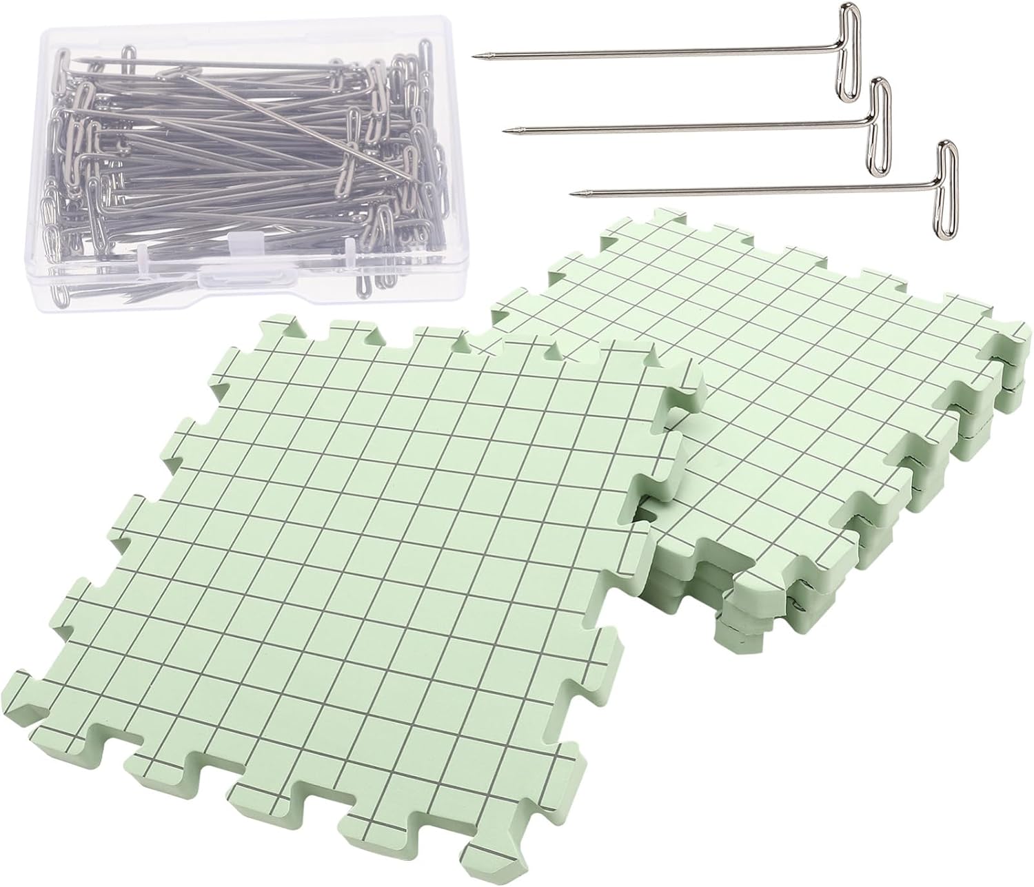 OHPHCALL Multi-use Foam Blocking Board for Knitting and Crocheting Portable Removable Mat with Fixing Pins for DIY Craft Projects