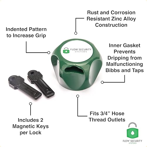 Miniatura 2 de The Flow Security Systems Faucet Lock II Llave magnética Previene el robo de agua, asegura los grifos al aire libre, promueve la conservación del