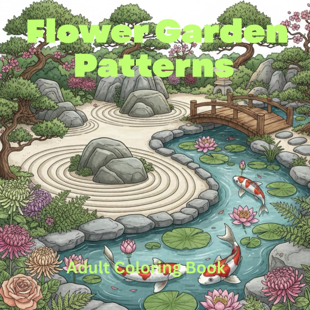 Flower Garden Patterns Coloring Book for Adults: Sun Bonsai & Blooming Flower Trees for Stress Relief, Mindfulness & Nostalgic Calm: 50 Serene Floral ... Relaxation, Anxiety Relief & Peaceful Escape