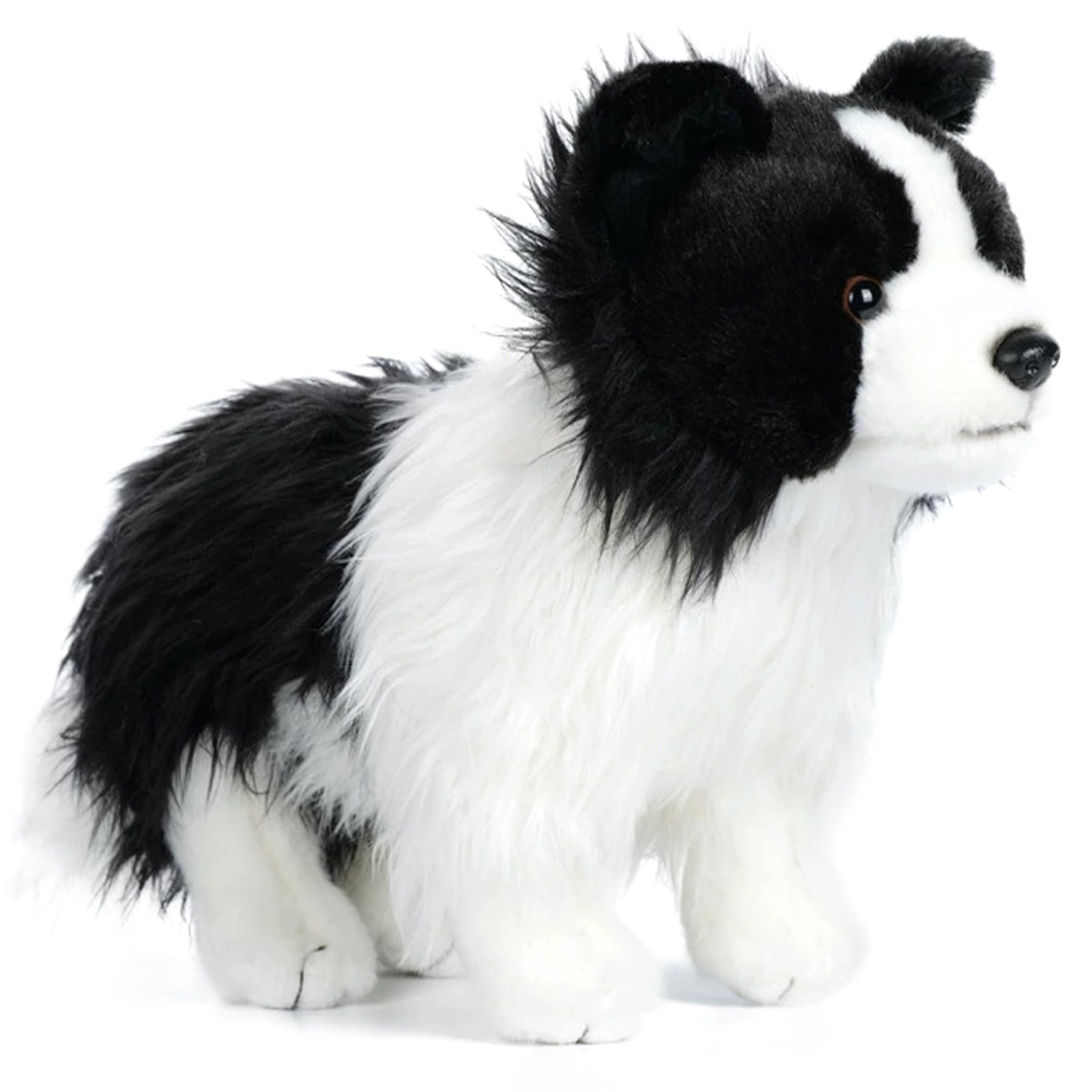 Peluche Border Collie, Animal de Peluche Border Collie Realista - Peluches Suaves para Perros, Blanco y Negro, 27 cm/10, 63 Pulgadas