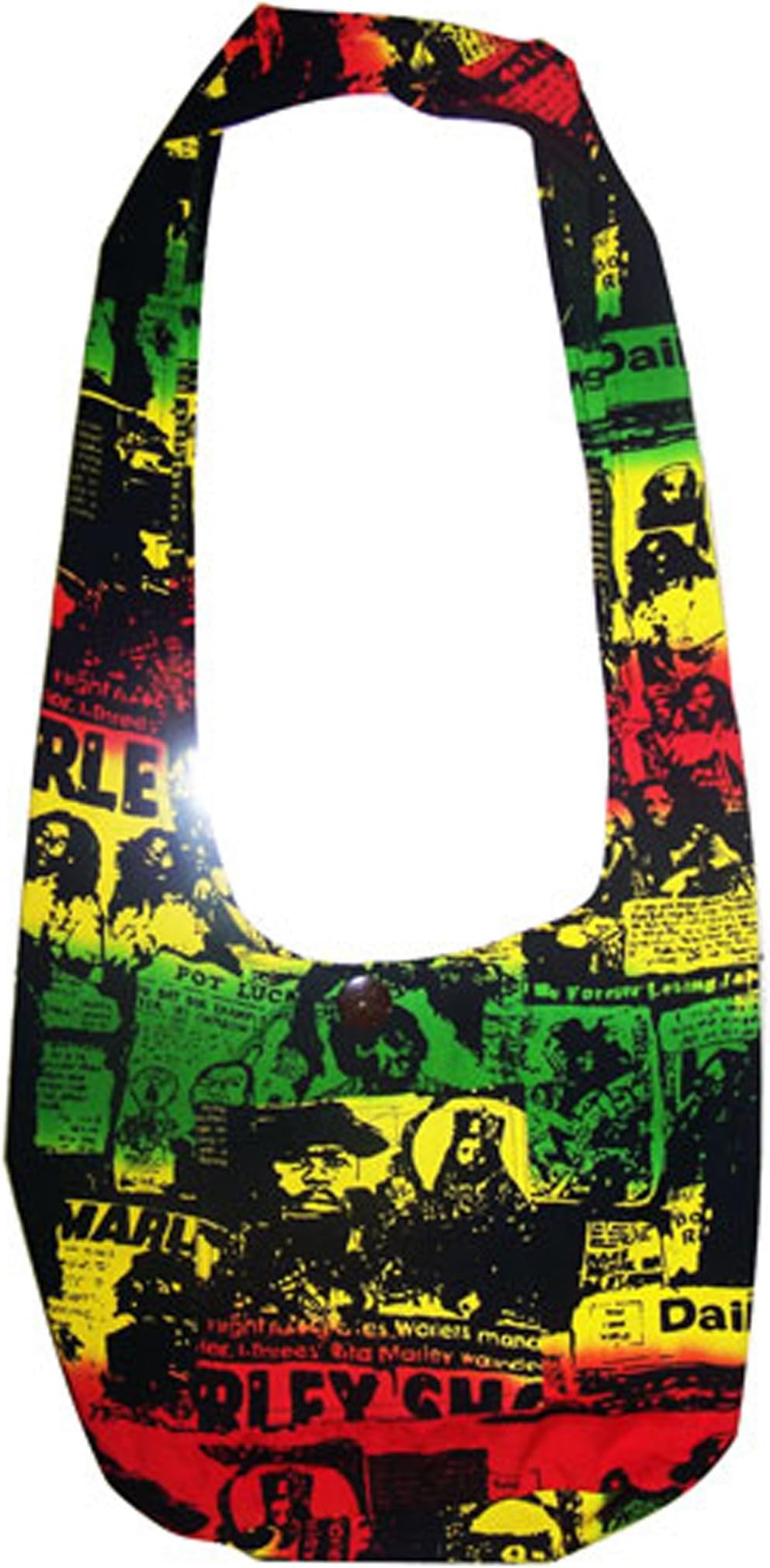 Lightweight Rasta Shoulder Bag With Front Pocket Design Faces Black