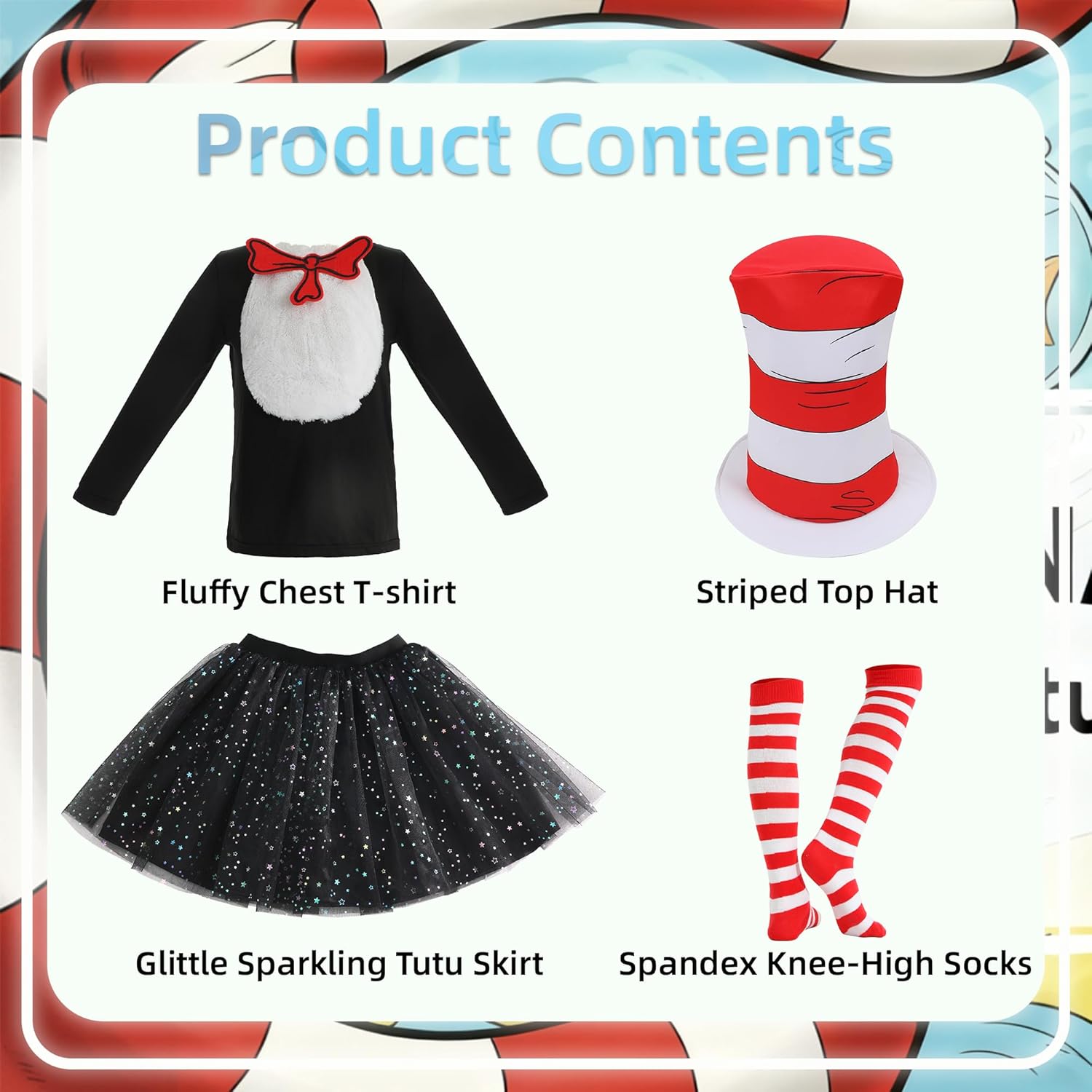 Sincere Party Girl's Cat Costume Set, Cat Role Play Book Week Celebration Dress Up Costume for Girls 4 5 6 7 8 9 10 6-8 years