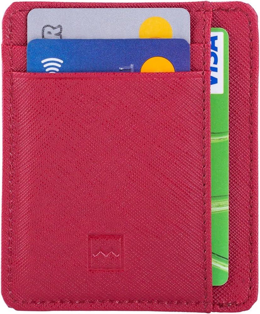 Mercor Card Holder Wallet - RFID Blocking Slim & Safe Minimalist By Mercor – 7 Slots For Credit Cards & Cash - Rugged Red