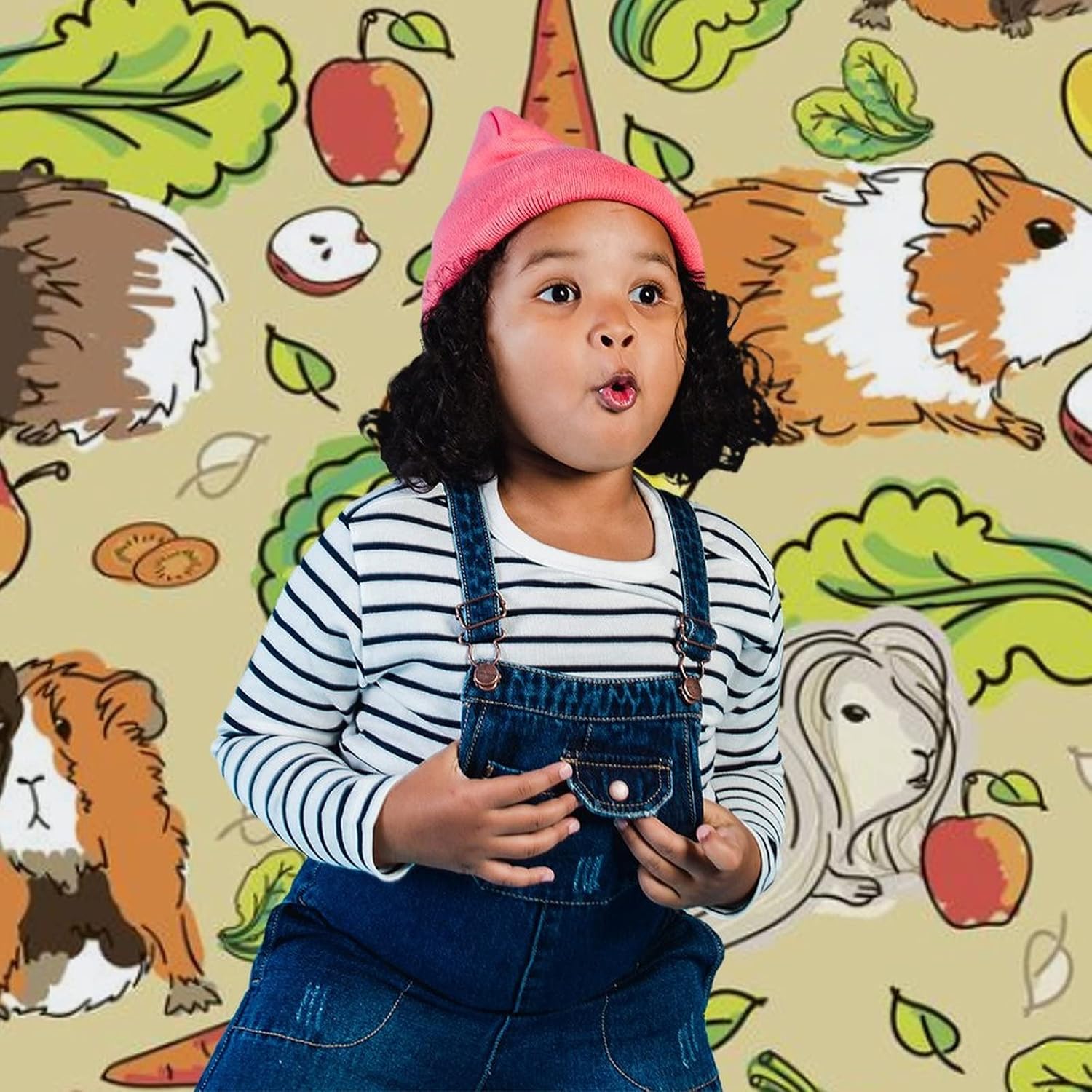 面白いモルモット 写真撮影用背景布 写真撮影小道具 壁の背景 スタジオパーティーの装飾用