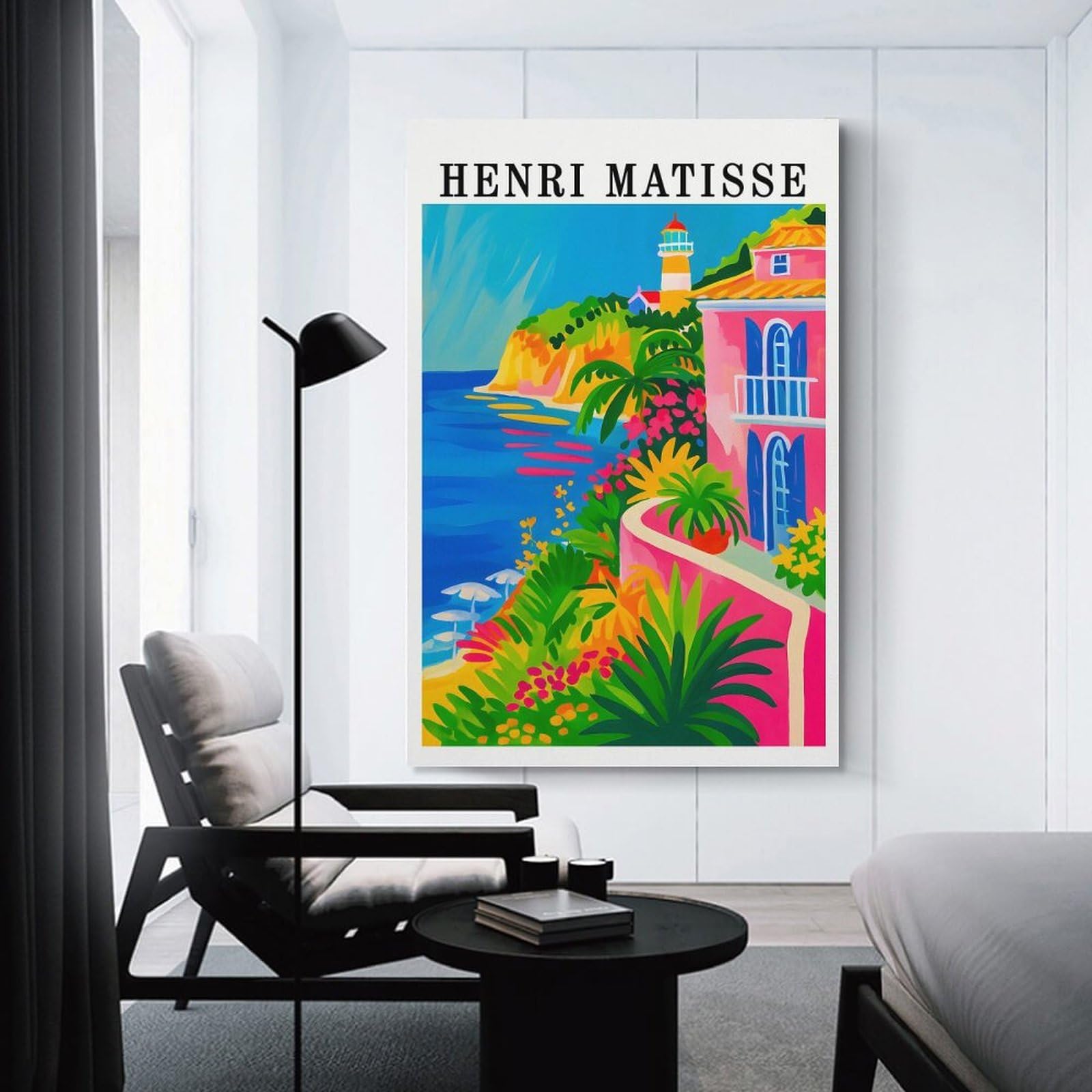 Junmoney Henri Matisse Coastal Landscape Painting Hanging Wall Art 20x30inch(50x75cm), for Front Hall, Corridor Or Welcome Spaces, Wall Decor to Refresh Empty Corners