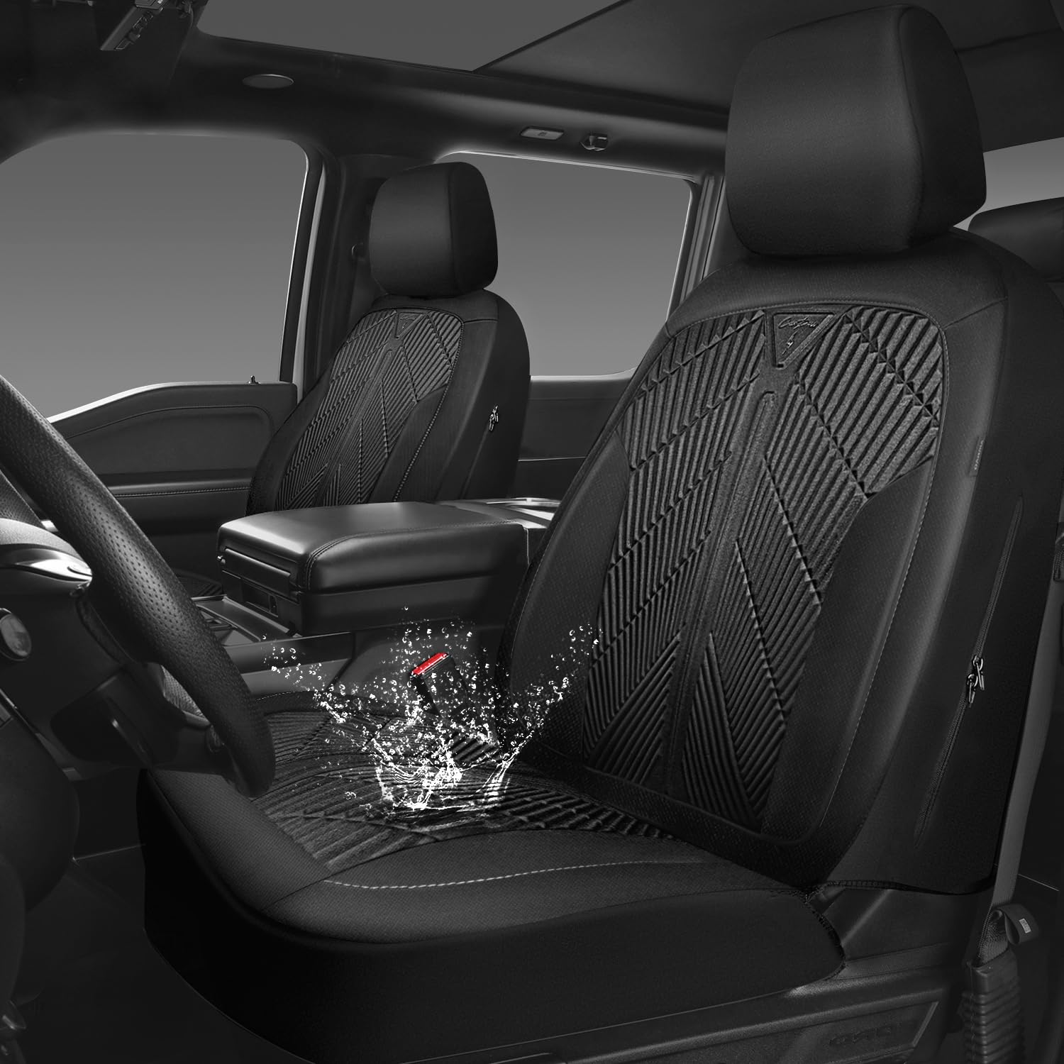 CAR PASS Waterproof Car seat covers Front Seats covers Neoprene Wetsuit All-Weather Non-Slip Durable Universal Fit for SUV — view 2