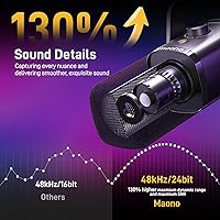 Vista 6 de MAONO Kit de micrófono XLR/USB para juegos: micrófono dinámico para PC para transmisión y podcast, soporte de software, botón de silencio, control