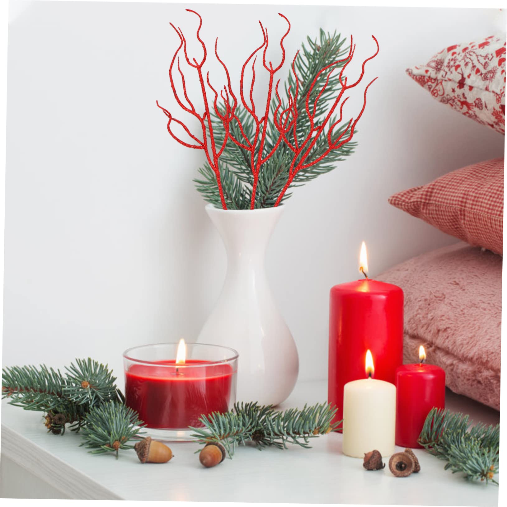 HOMSFOU 4 Set Di Rami Di Alberi Secchi Artificiali Foglie Di Natale Per Albero Foglie Glitterate Decorazioni Per Feste Di Natale 10 Pezzi*4
