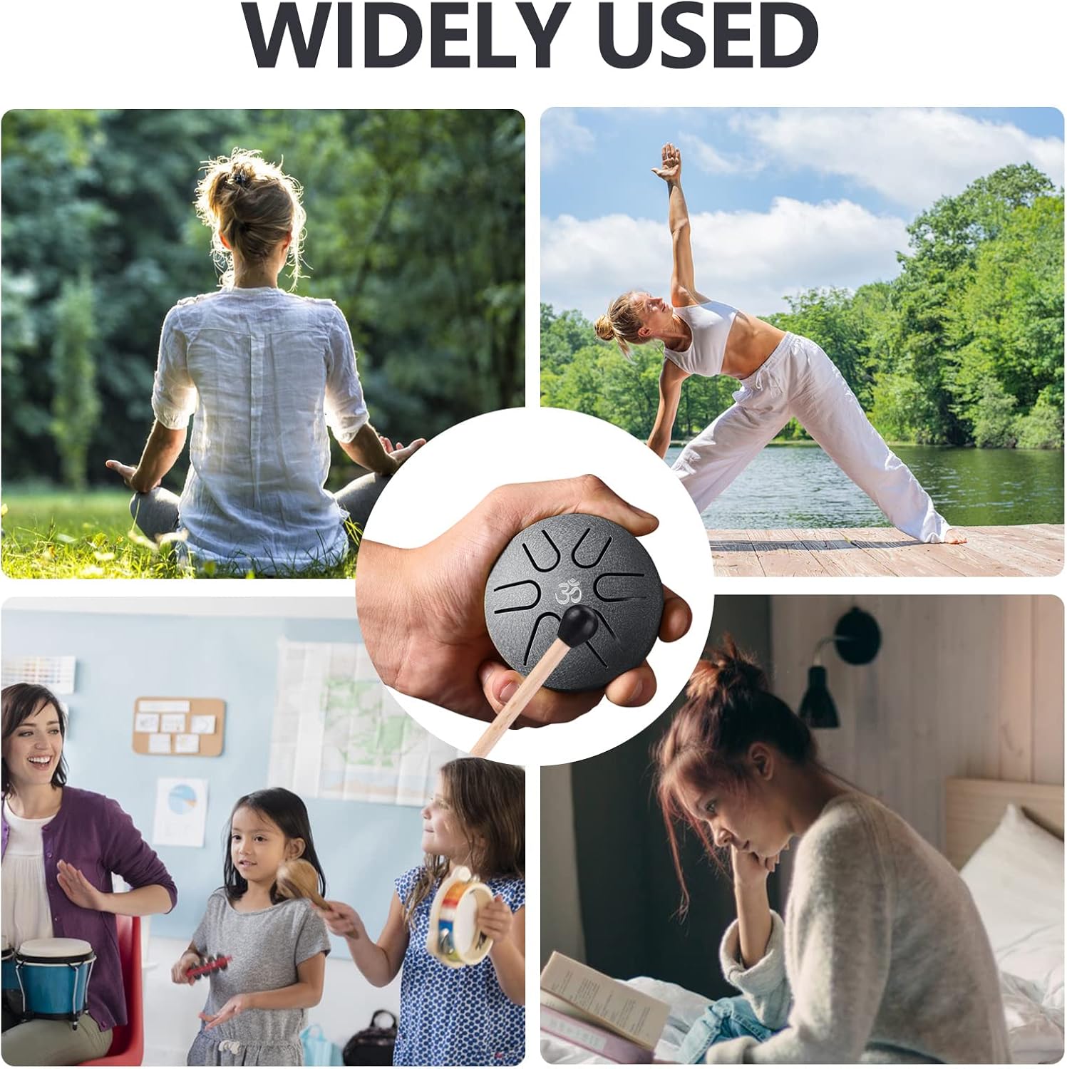 Aedcbaide Buddha Stones Mini Steel Tongue Drum 3 Inch (8cm) 6 Note Tongue Drum with Drumstick,Music Book,Mallet,Steel Drum Balmy Drum UK for Musical Education Concert Yoga Beginners Adult Kids(silver) 7