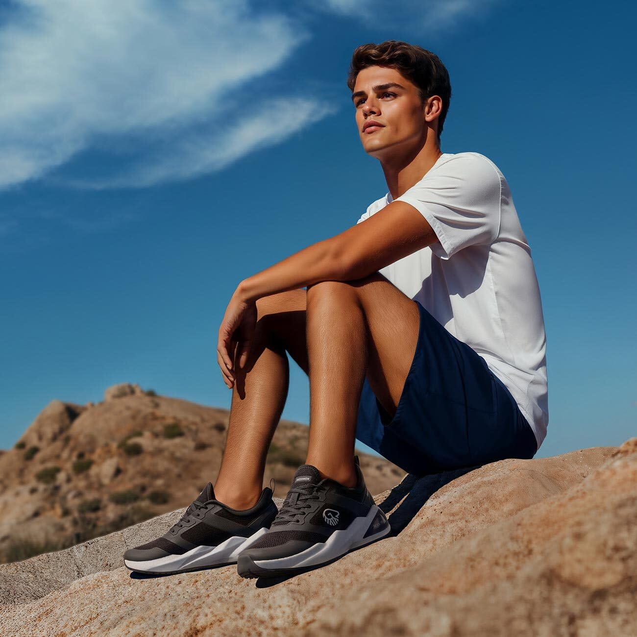 Giesswein Wool Peak Men - Energierückgewinnender Merino Laufschuh Herren | Extra leichte Hochleistungs-Sportschuhe aus atmungsaktiver Merinowolle – Outdoor Sneaker für Training, Fitness & Alltag
