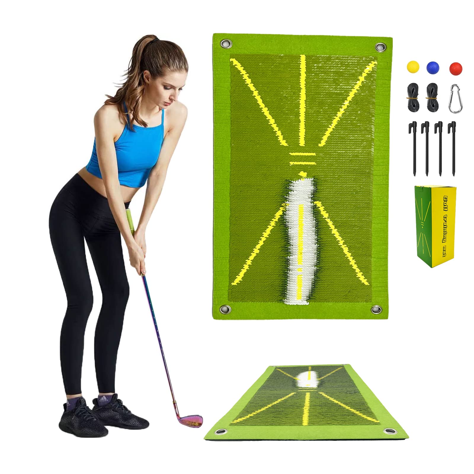 Golf Mat Practice Outdoor/Indoors, That Shows Swing Path - Golf Hitting Mats - for Detection, Training Aid Equipment with Feedback Instantly