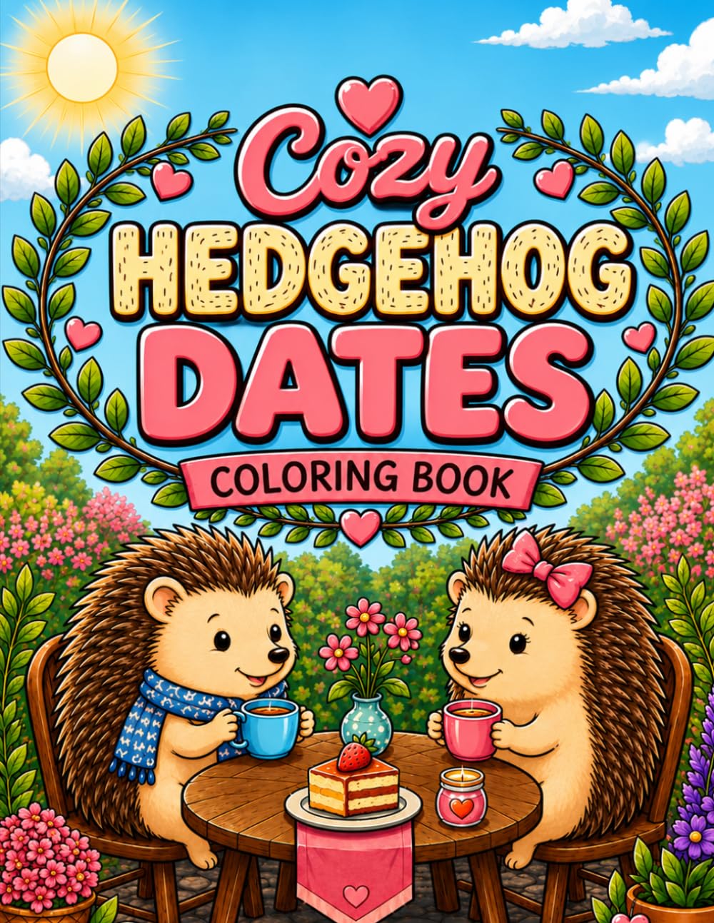 Cozy Hedgehog Dates Coloring Book: 40 Adorable Cozy Hedgehog Date Scenes for Relaxation, Stress Relief, Mindfulness, and Cute Woodland Coloring Fun