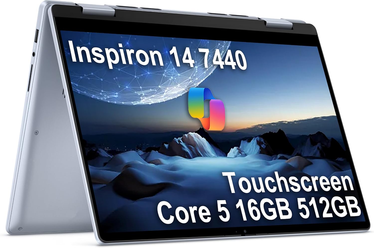 Inspiron 14 7440, 14" 2-in-1 Laptop, Core 5 120U, 16GB DDR5, 512GB SSD | FHD+ Touchscreen, Anti-Glare, > Intel Ultra 5 125U, 1080p Webcam, Backlit, for Designers, Creators, Students, Win 11 Pro