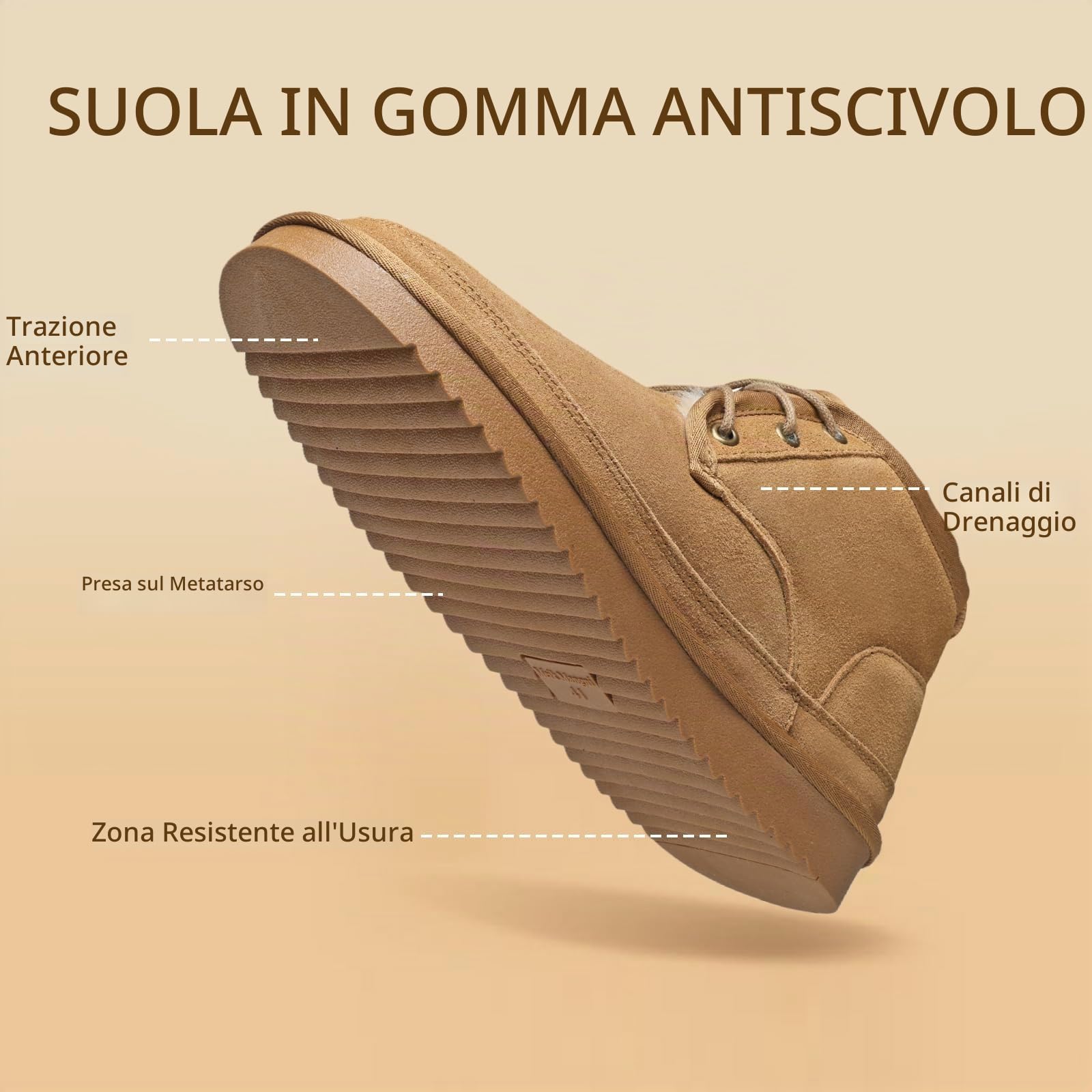 Meik Mangni Stivali da Neve Donna Stivaletti Invernali Uomo Comodi Scarpe con Calda Foderati Antiscivolo Scarponi Neve Classici Snow Boots Esterno Marrone 37EU