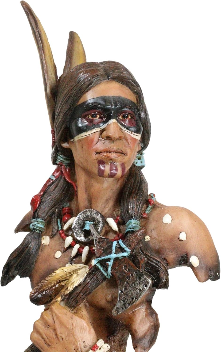 Ebros Gift Koitsenko Hunter Native American Indian Chief Warrior Holding Axe Bust Desktop Figurine As Home Decor Sculpture Cultural Heritage History Sculpture