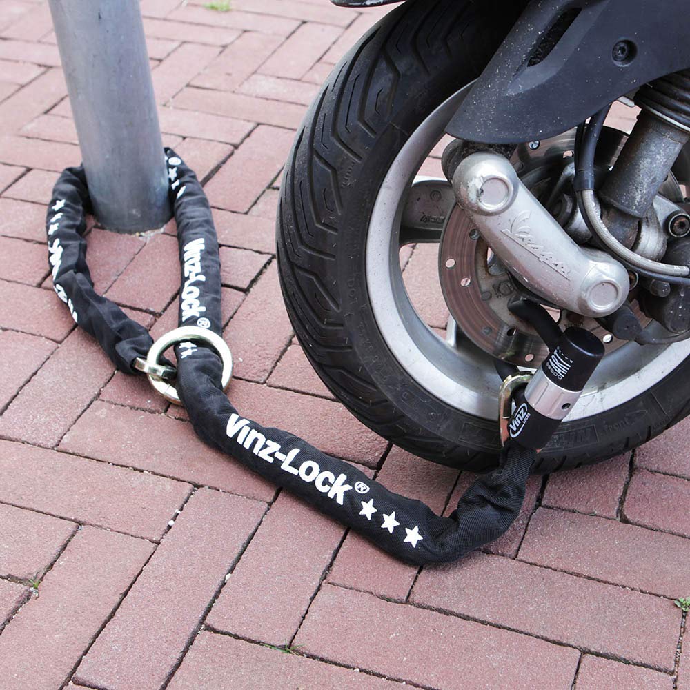 VINZ Kungur Antivol Scooter | Cadenas de chaîne ø10mm | Certification Art 3 |pour Moto, cyclomoteur, vélo électrique | Verrouillage de chaîne Loop U-Lock sécurisé | 100-300 cm x (100 cm)