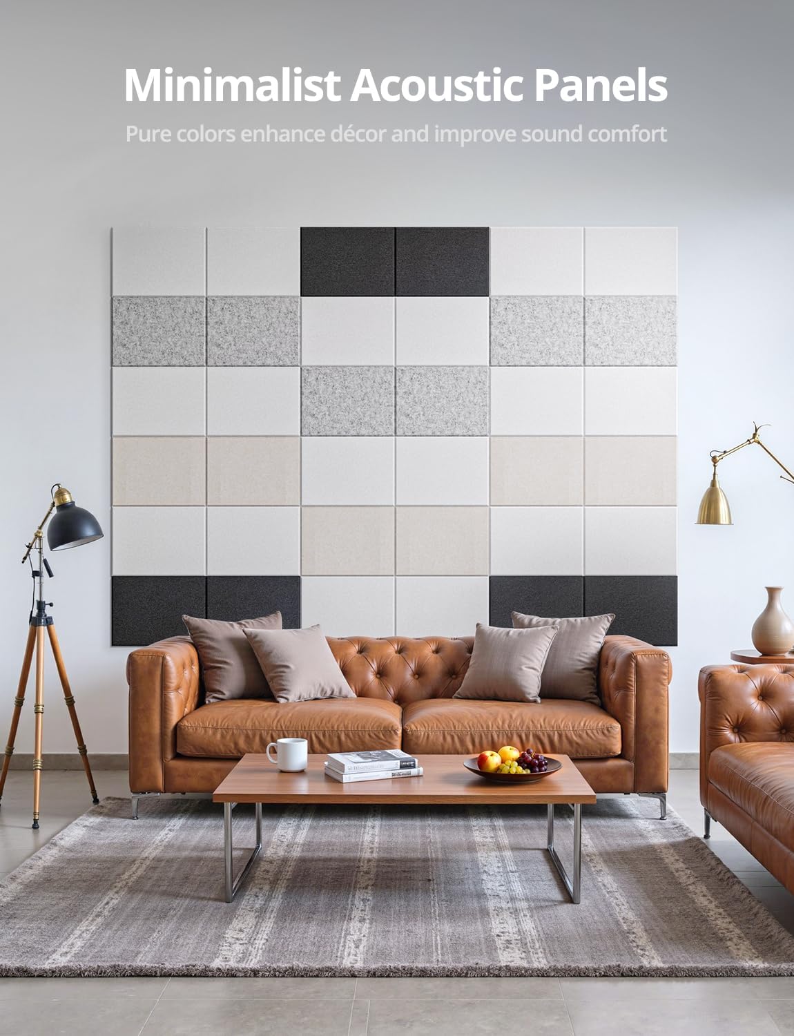 Rectangle Acoustic Wall Panels, Sound Absorbing Panels for Walls, Ceiling, Doors, 12 Pack 16"x12"x0.4" Self Adhesive Decorative White Acoustic Tiles for Recording Studio, Office, Room, Home