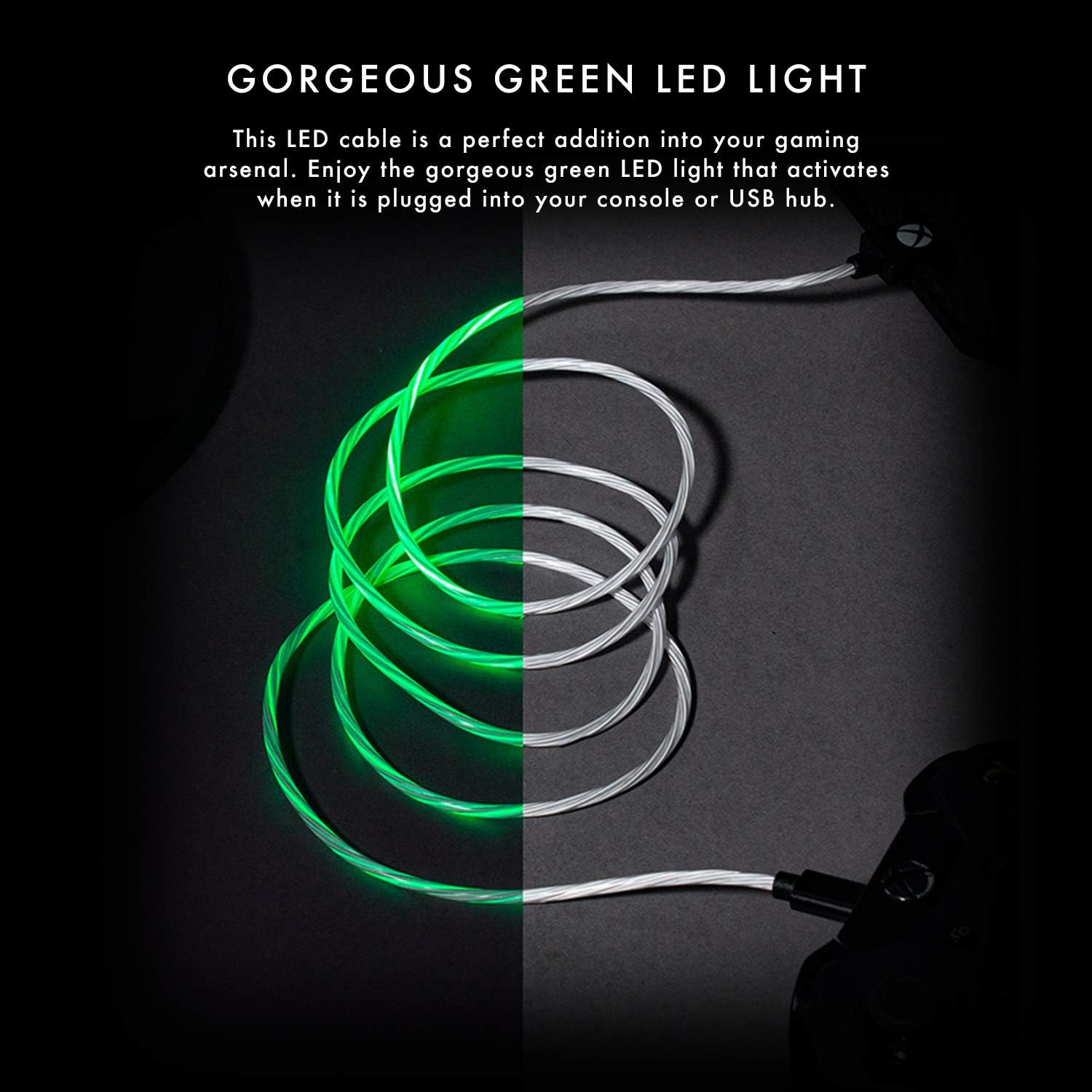 Gorgeous Green LED Light on Numskull Charging Cable