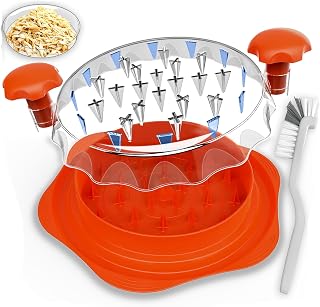 Chicken Shredder Tool Twist Large Orange, 10” BPA-Free Meat Shredder for Chicken Breast Pork Beef, Manual Food Shredder with Brush, Anti-Slip, Ergonomic Handle, Fast Shredding for Kitchen & Meal Prep