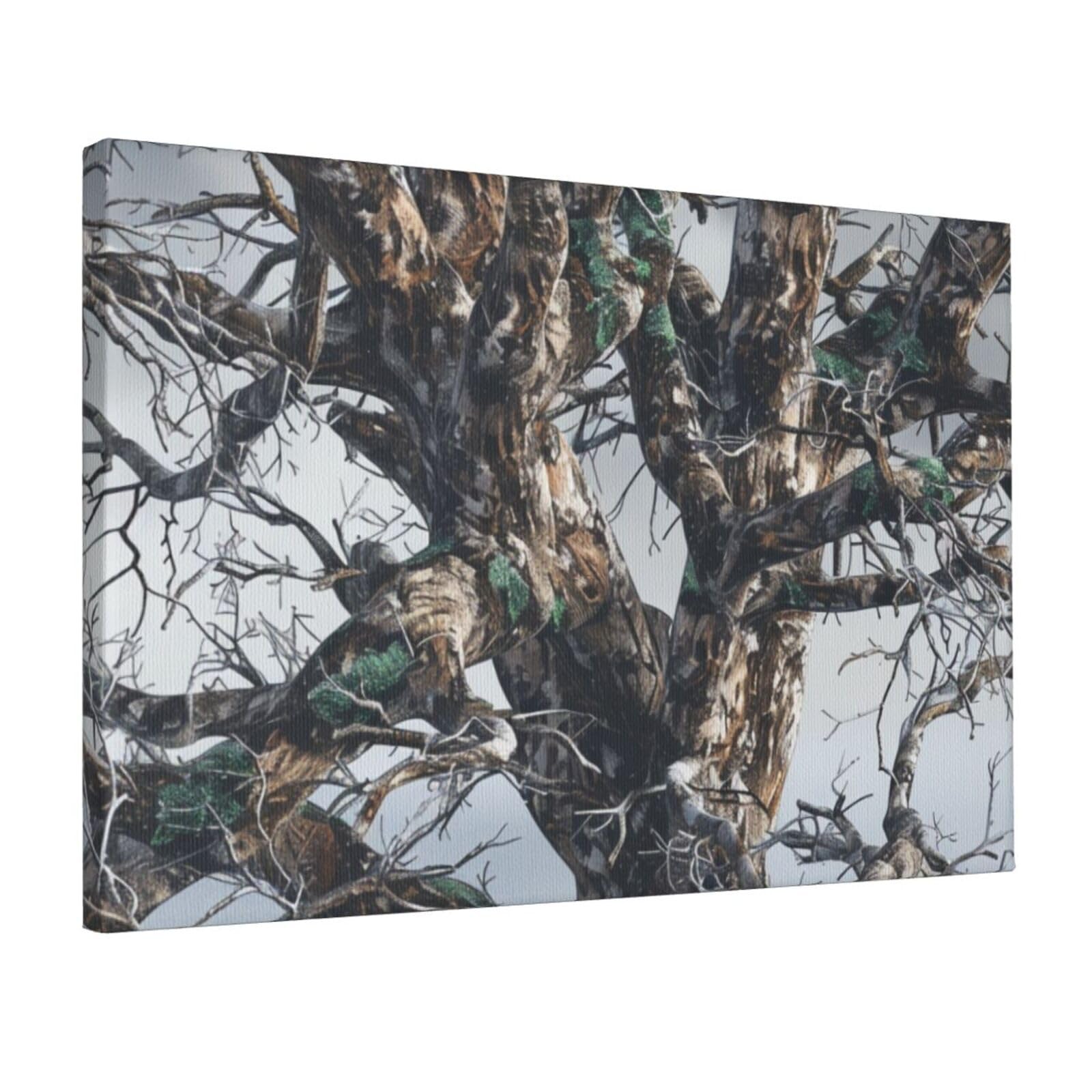 YKLJG Cold Tree Camouflage Printed Wall Art Canvas Prints 45x30 CM Wooden Framed Picture Painting Artwork for Bedroom Kitchen Home Office Decor
