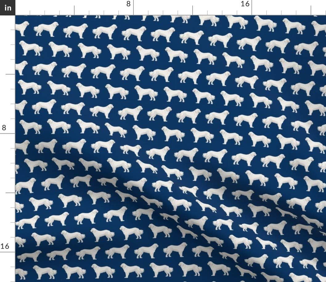 Spoonflower Fabric - Great Pyrenees Dogs Cute Best Dog Lovers Navy Blue Pet Portrait Printed on Petal Signature Cotton Fabric by The Yard - Sewing Quilting Apparel Crafts Decor